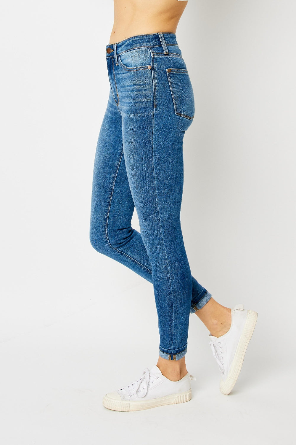 Cuffed Hem Skinny Jeans | Jeans - CHANELIA