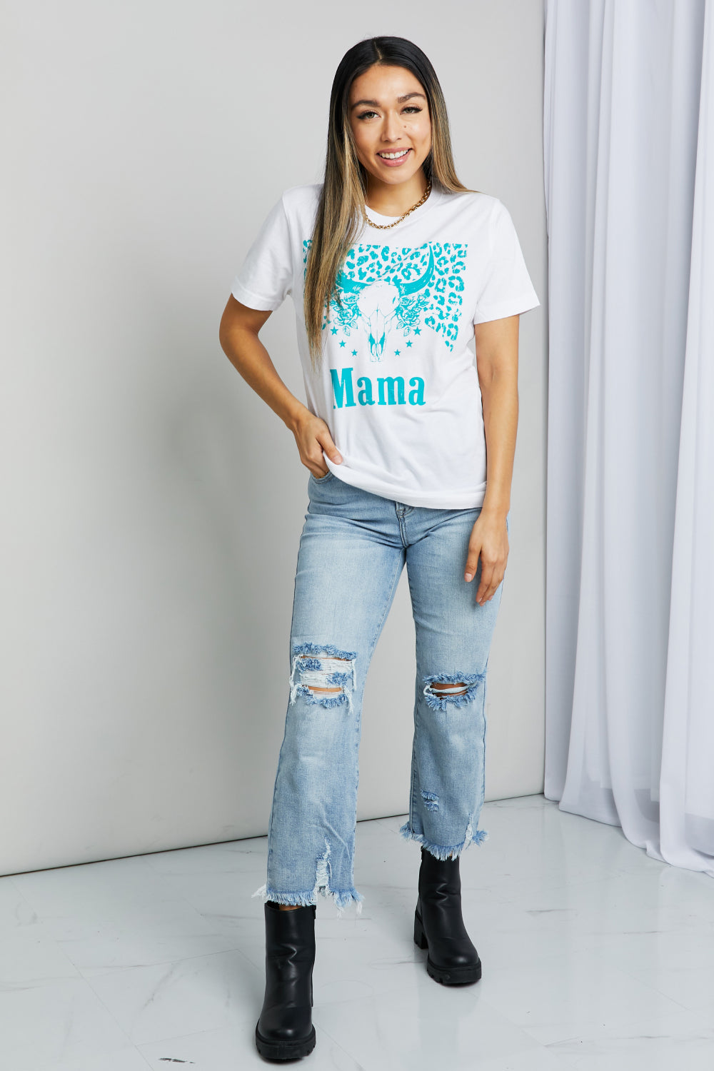 mineB Full Size MAMA Animal Graphic Tee Shirt | - CHANELIA