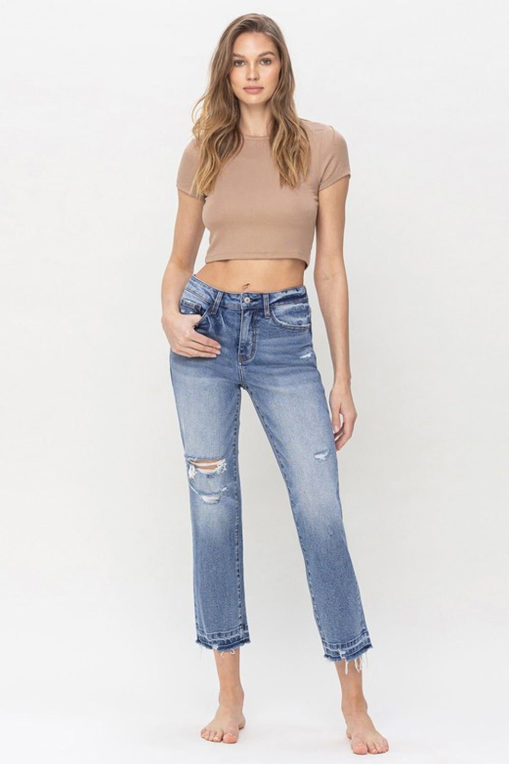 Lovervet Full Size Lena High Rise Crop Straight Jeans | - CHANELIA