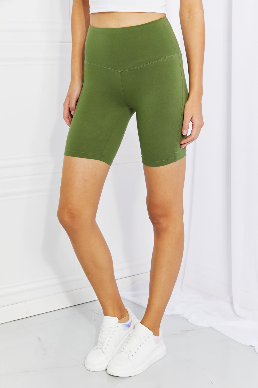 Fearless Style: Olive Biker Shorts | Shorts - CHANELIA