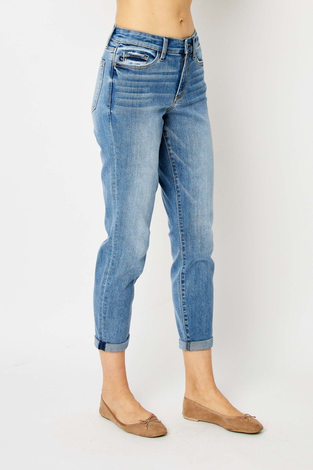 Cuffed Hem Slim Jeans | Jeans - CHANELIA