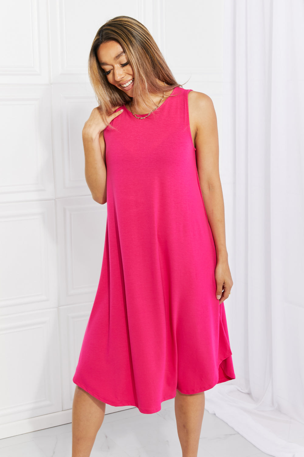 Zenana Full Size Still In Love Sleeveless Midi Dress | - CHANELIA