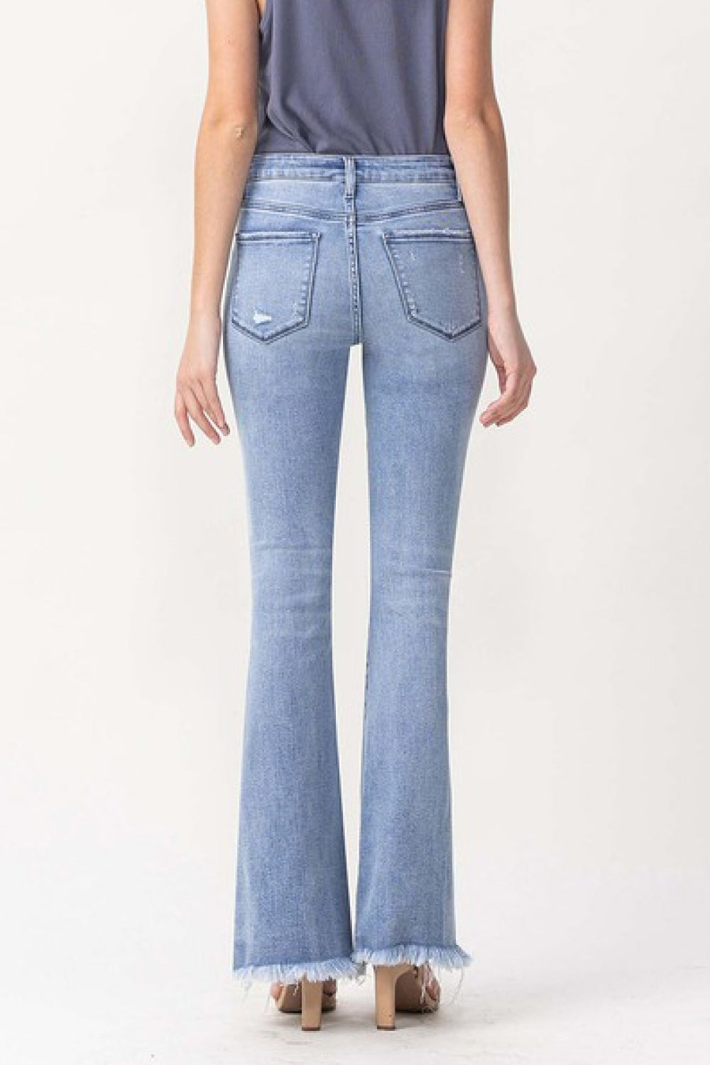 Lovervet Full Size Evie High Rise Fray Flare Jeans | - CHANELIA
