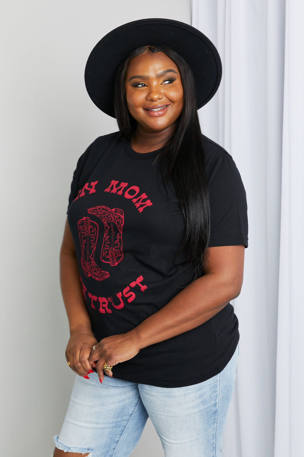 mineB Full Size IN MOM WE TRUST Graphic Tee | - CHANELIA