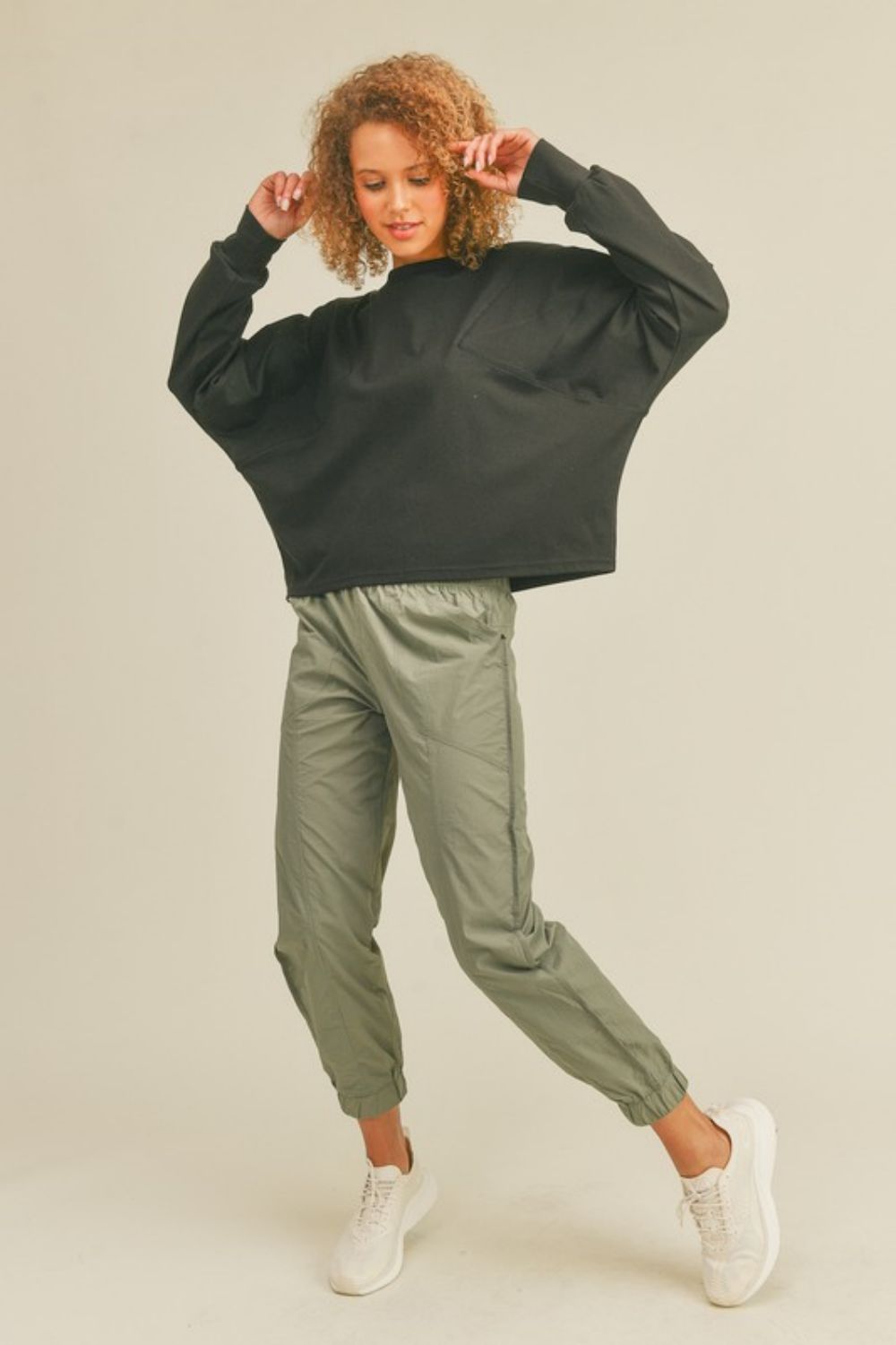 Kimberly C Full Size Dolman Sleeve Sweatshirt in Black | Sweatshirts - CHANELIA