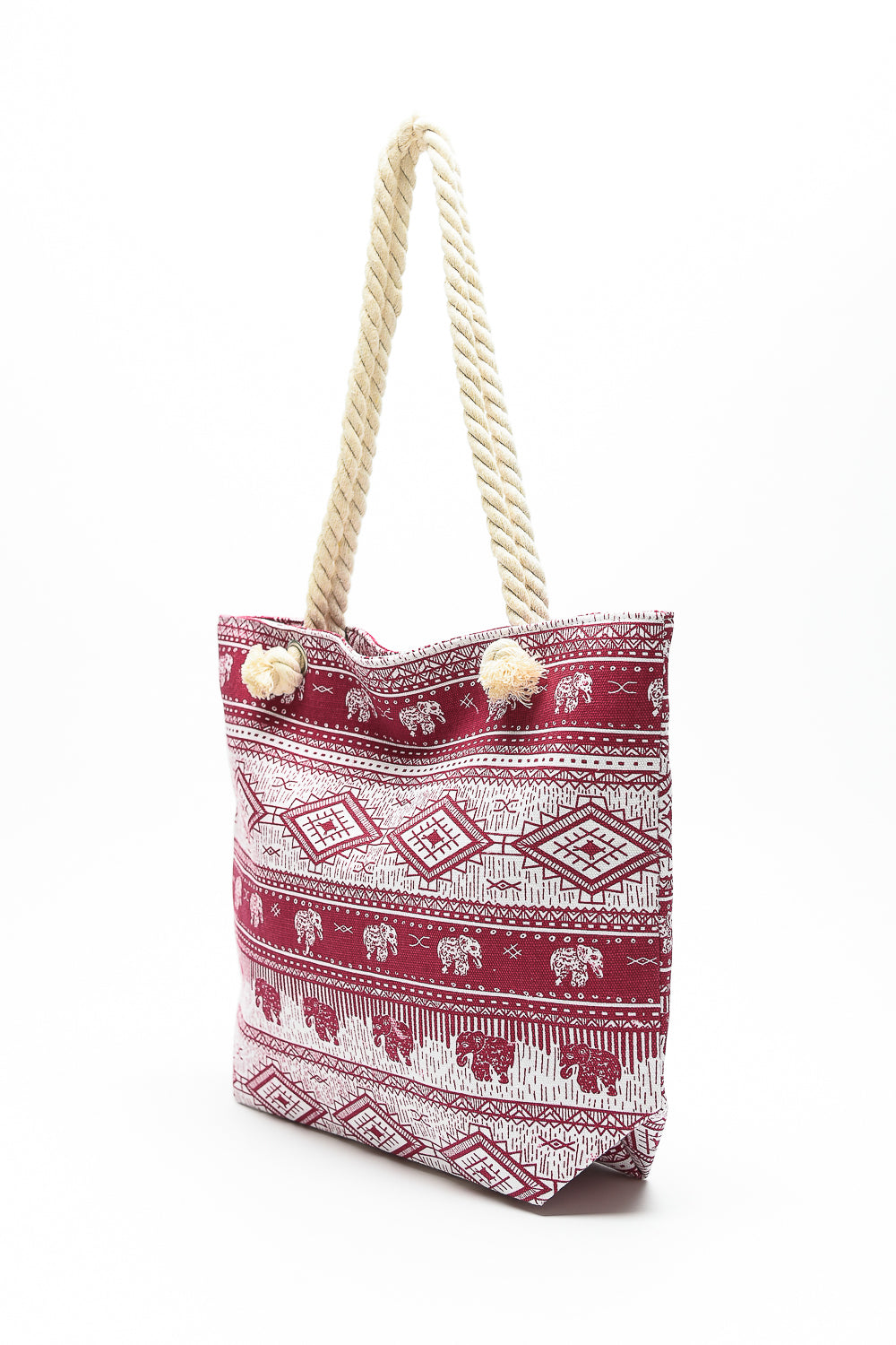 Justin Taylor Printed Tote with Rope Handles | - CHANELIA