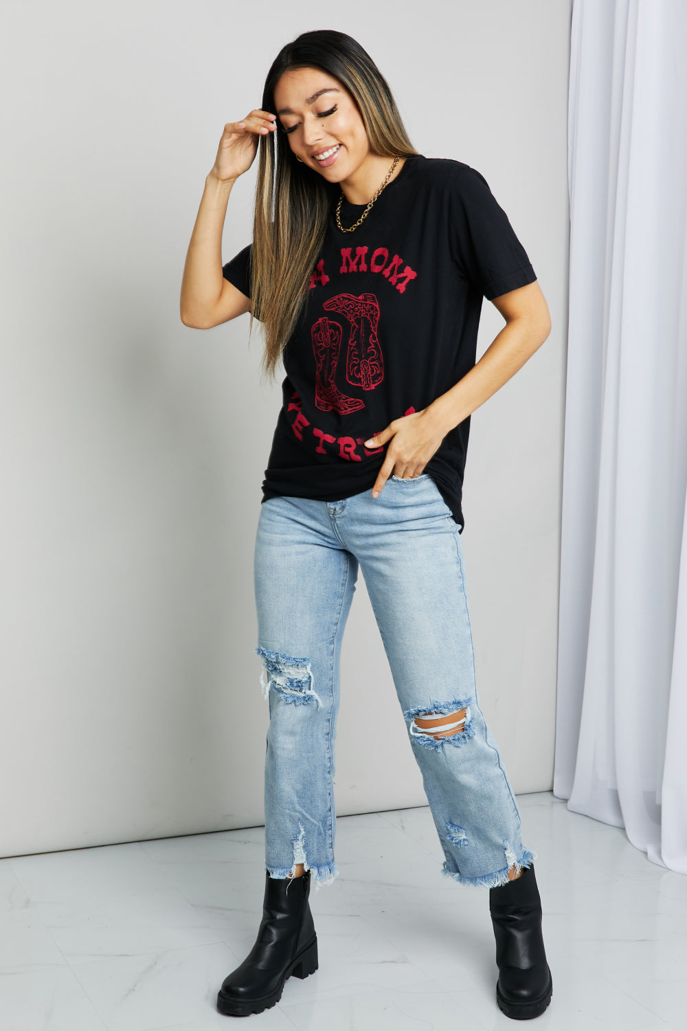 mineB Full Size IN MOM WE TRUST Graphic Tee | - CHANELIA