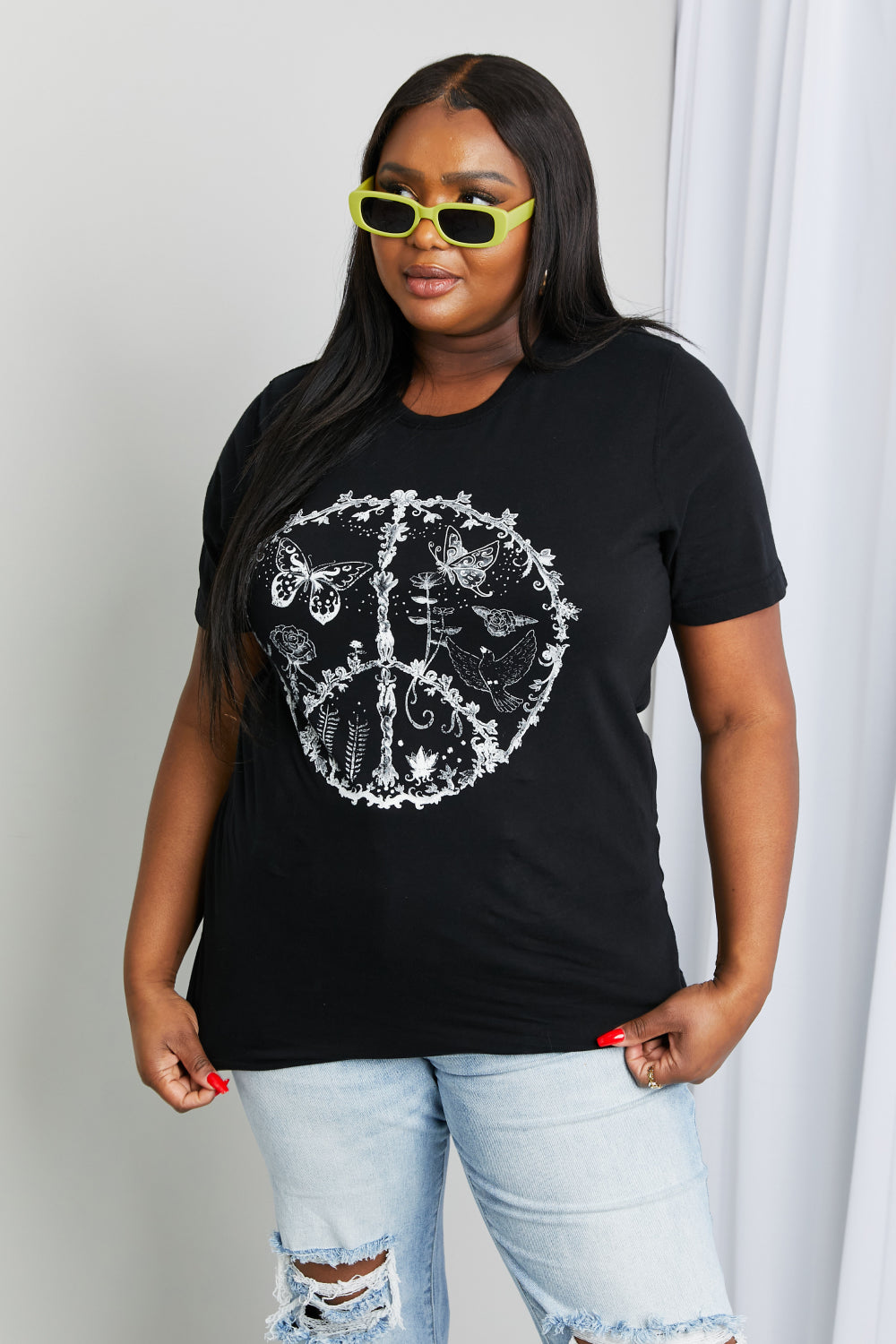 mineB Full Size Butterfly Graphic Tee Shirt | Shirts - CHANELIA