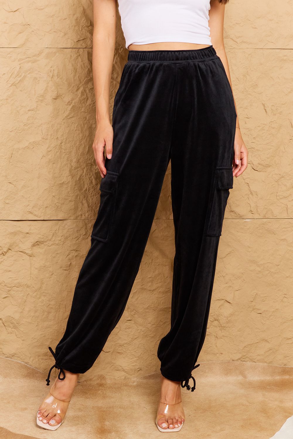 HYFVE Chic For Days High Waist Drawstring Cargo Pants in Black | - CHANELIA