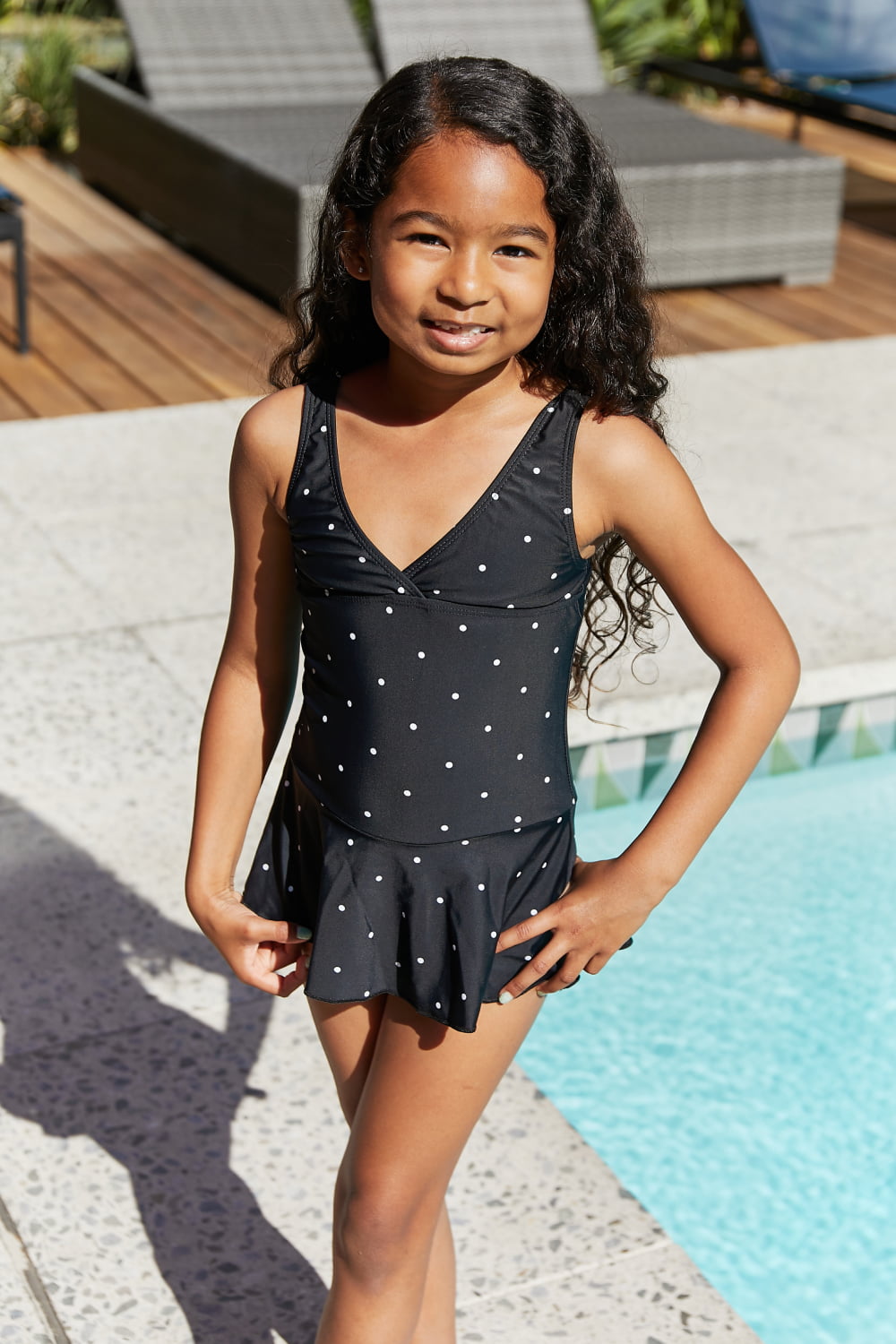 Marina West Swim Clear Waters Swim Dress in Black/White Dot | - CHANELIA