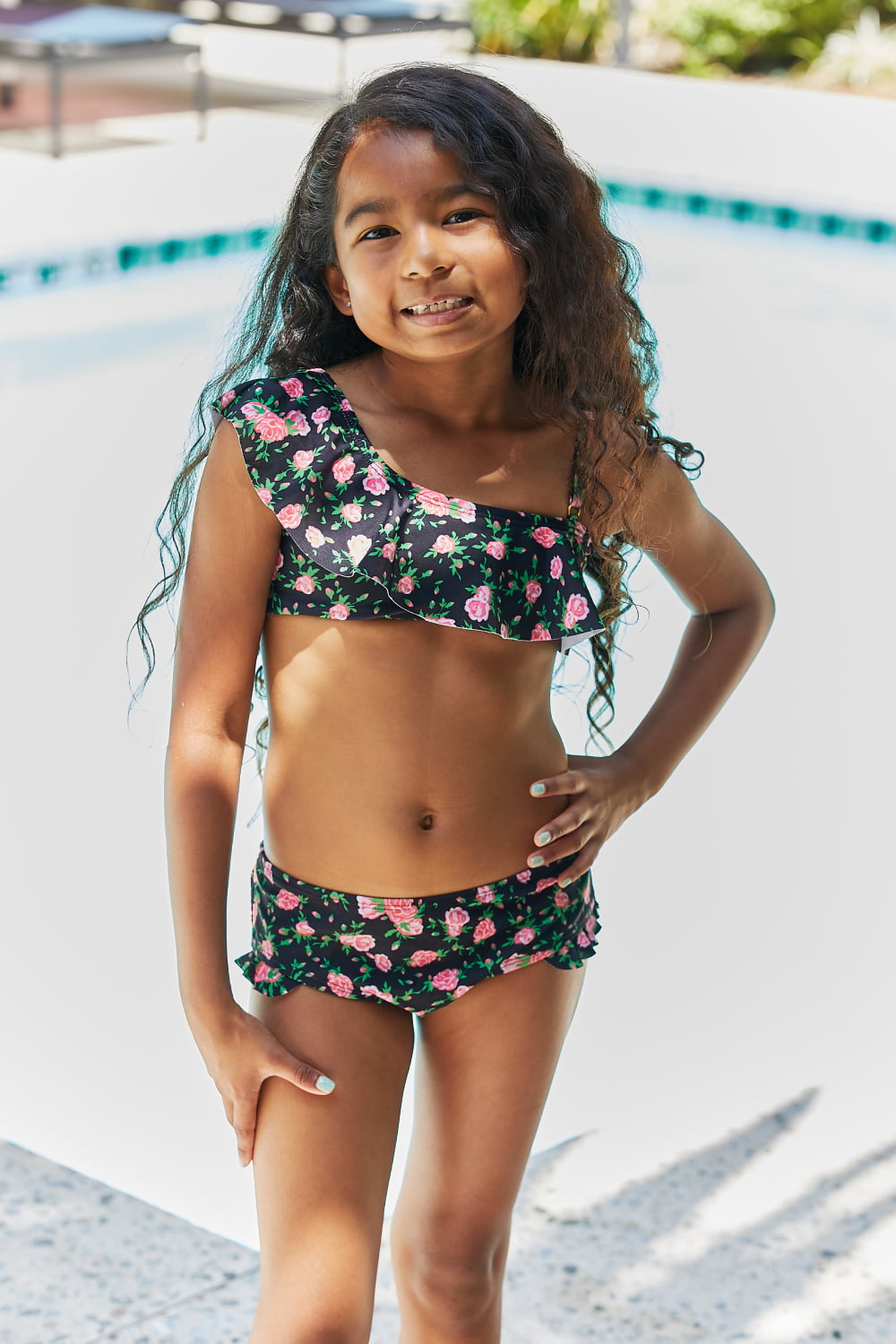 Marina West Swim Clear Waters Two-Piece Swim Set in Black Roses | - CHANELIA