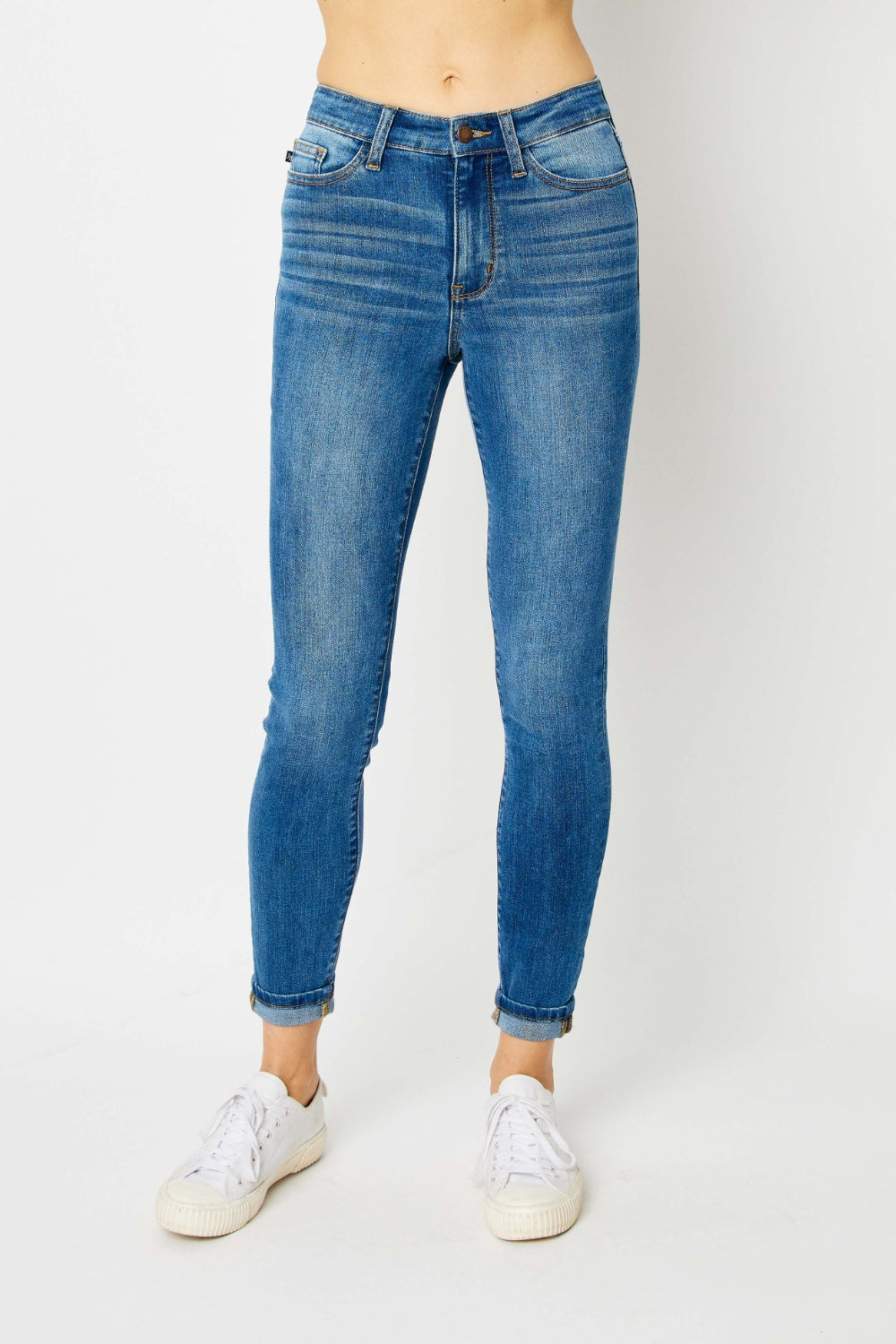 Cuffed Hem Skinny Jeans | Jeans - CHANELIA