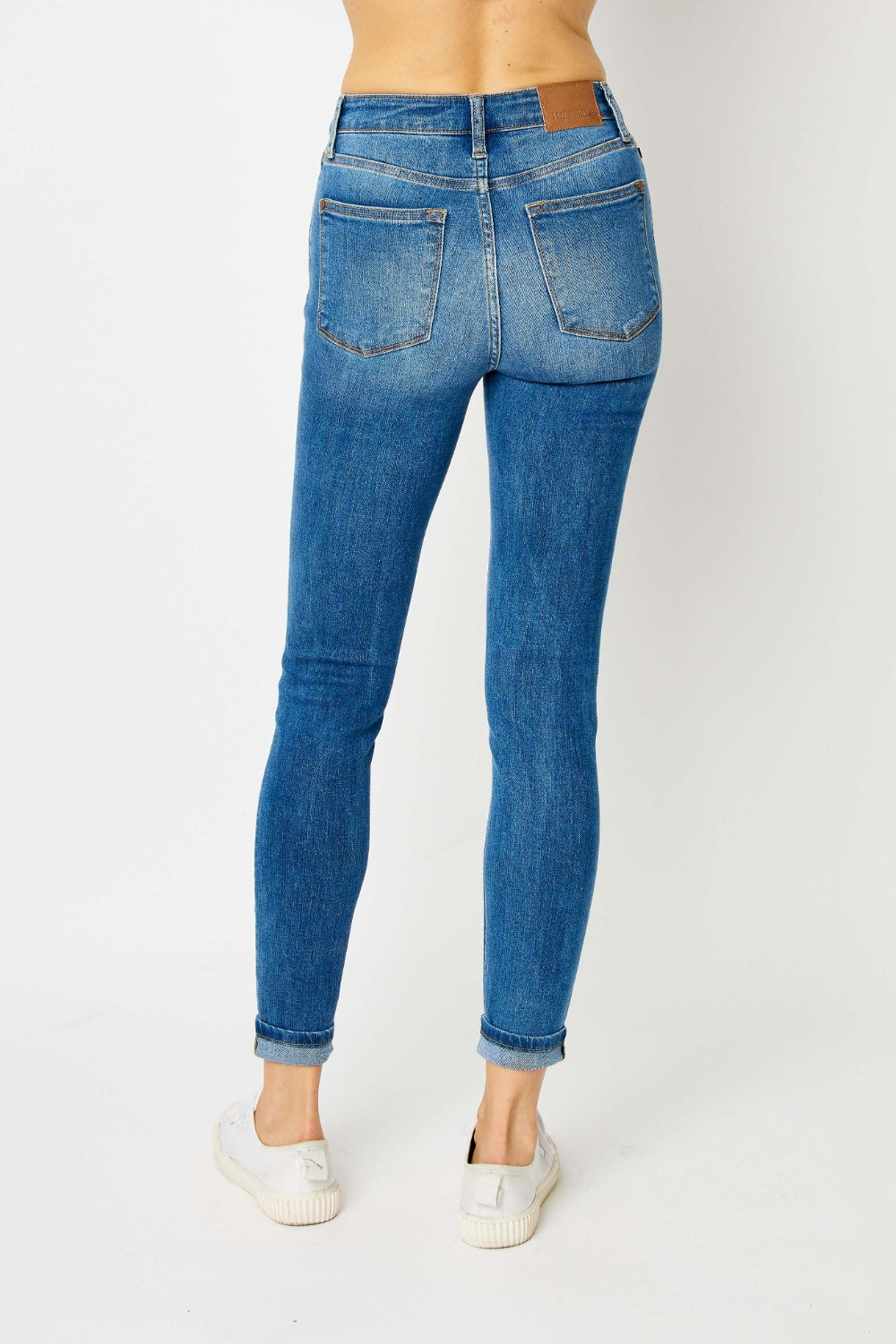 Cuffed Hem Skinny Jeans | Jeans - CHANELIA