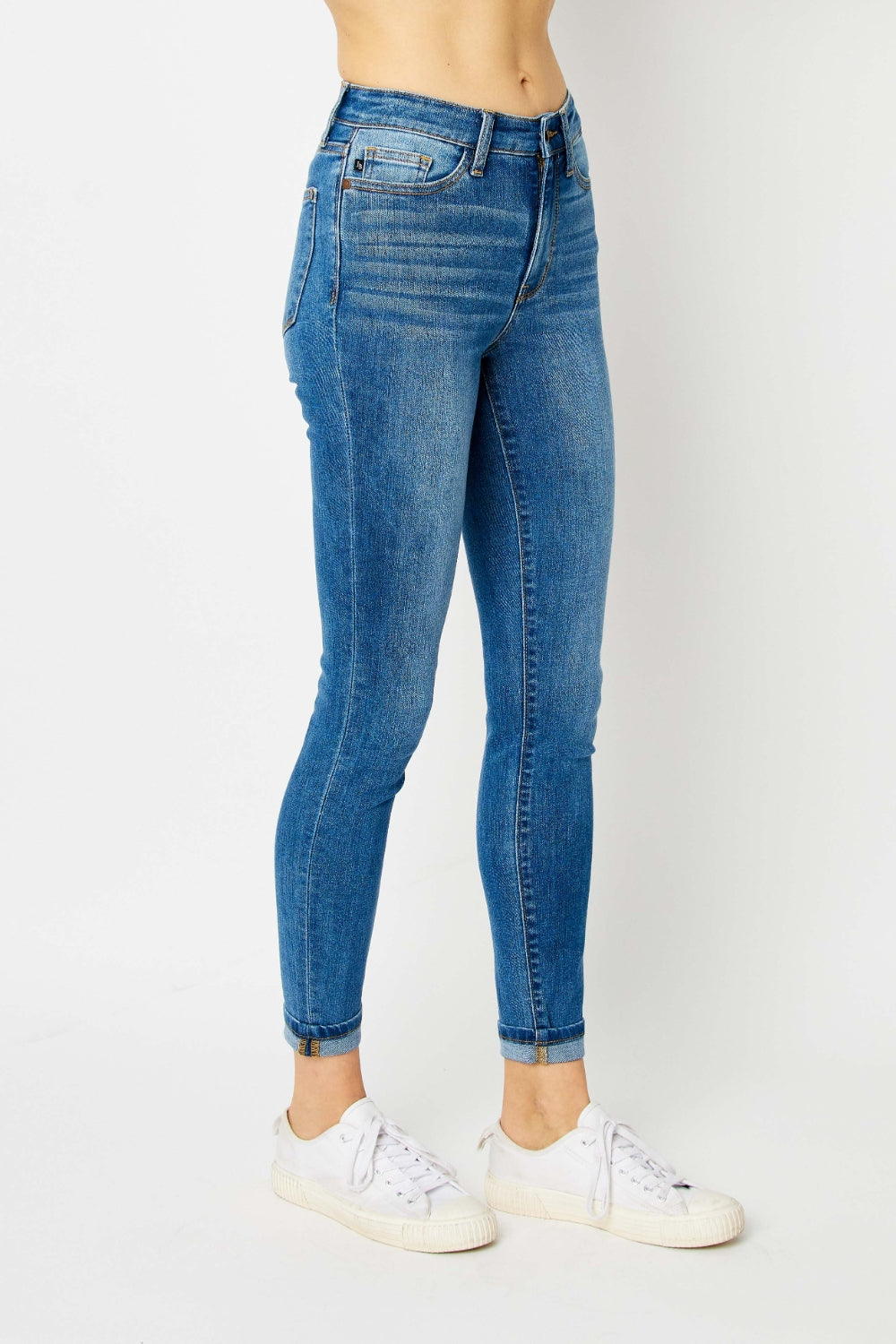 Cuffed Hem Skinny Jeans | Jeans - CHANELIA