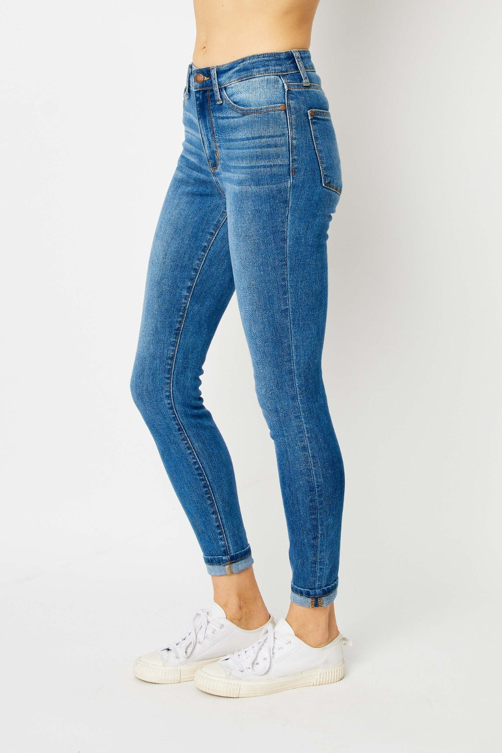 Cuffed Hem Skinny Jeans | Jeans - CHANELIA