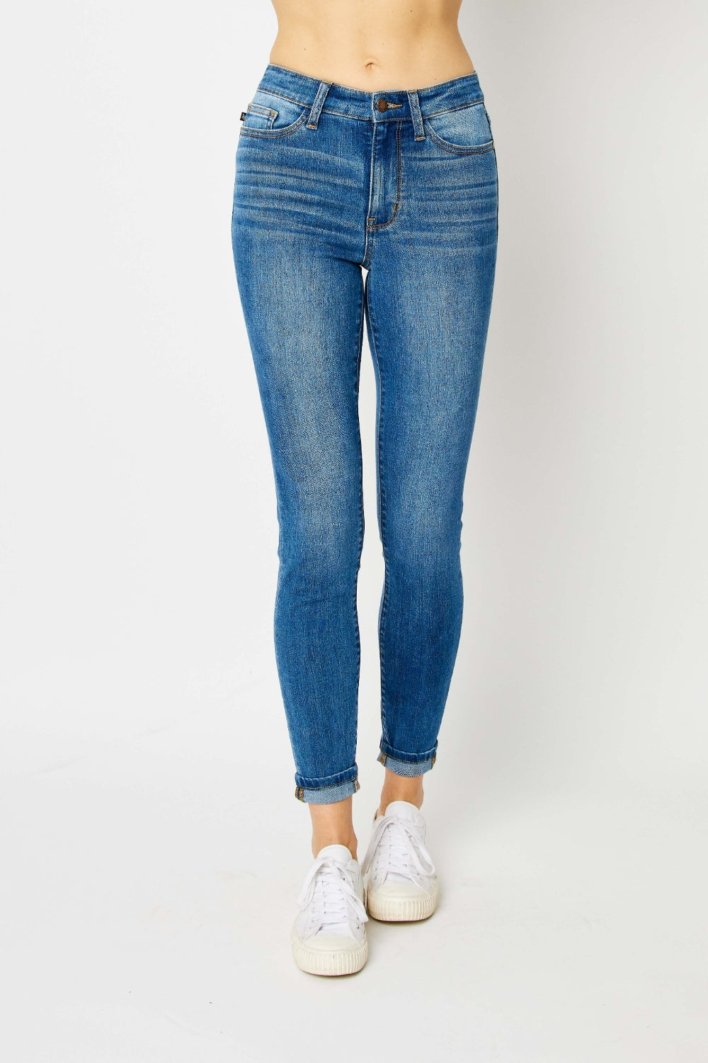 Cuffed Hem Skinny Jeans | Jeans - CHANELIA