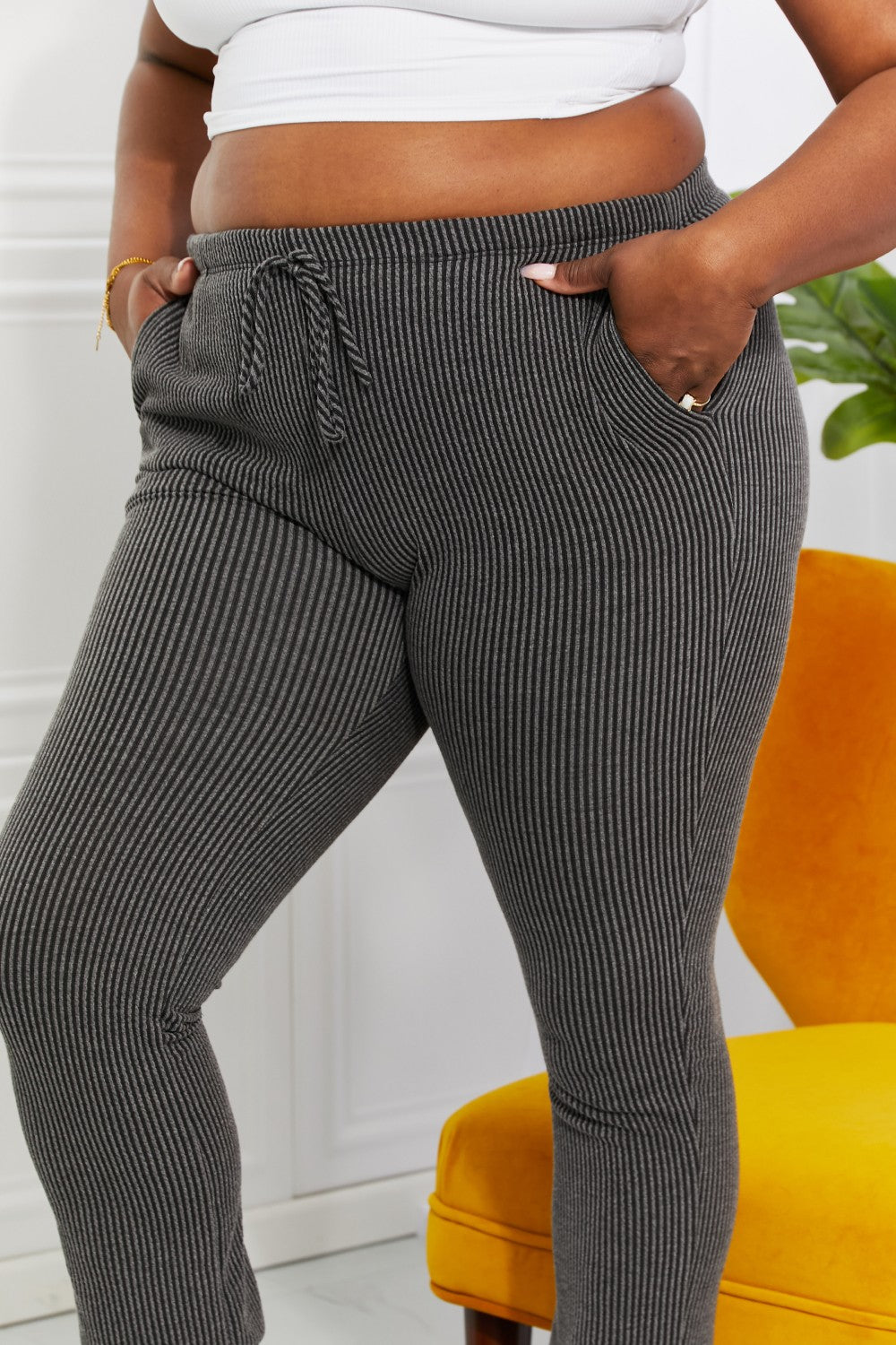 Blumin Apparel Full Size Easy Living Ribbed Joggers | - CHANELIA