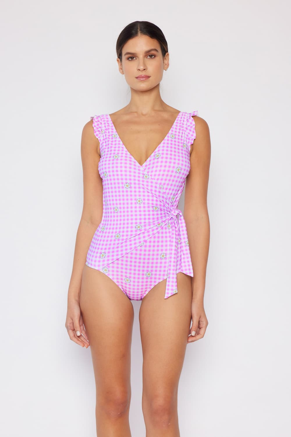 Marina West Swim Full Size Float On Ruffle Faux Wrap One-Piece in Carnation Pink | - CHANELIA