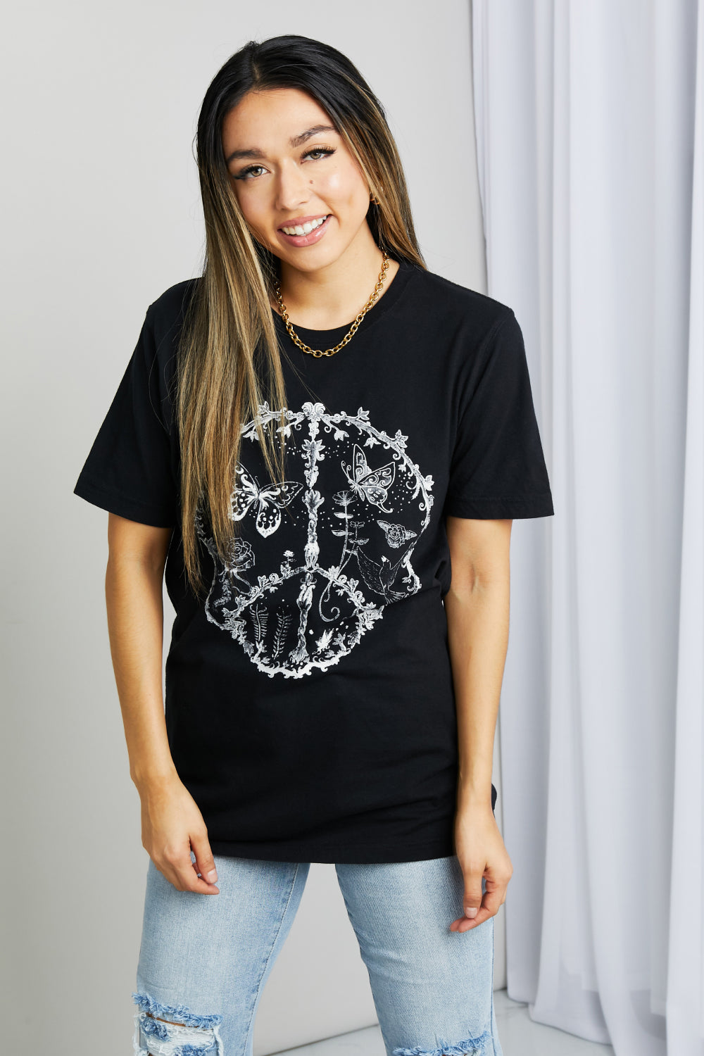 mineB Full Size Butterfly Graphic Tee Shirt | Shirts - CHANELIA