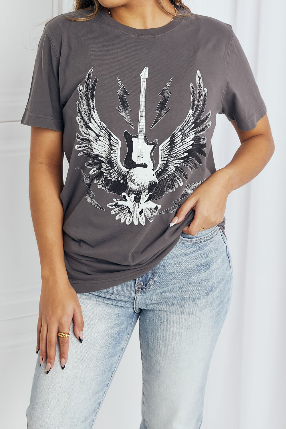 mineB Full Size Eagle Graphic Tee Shirt | Tees - CHANELIA