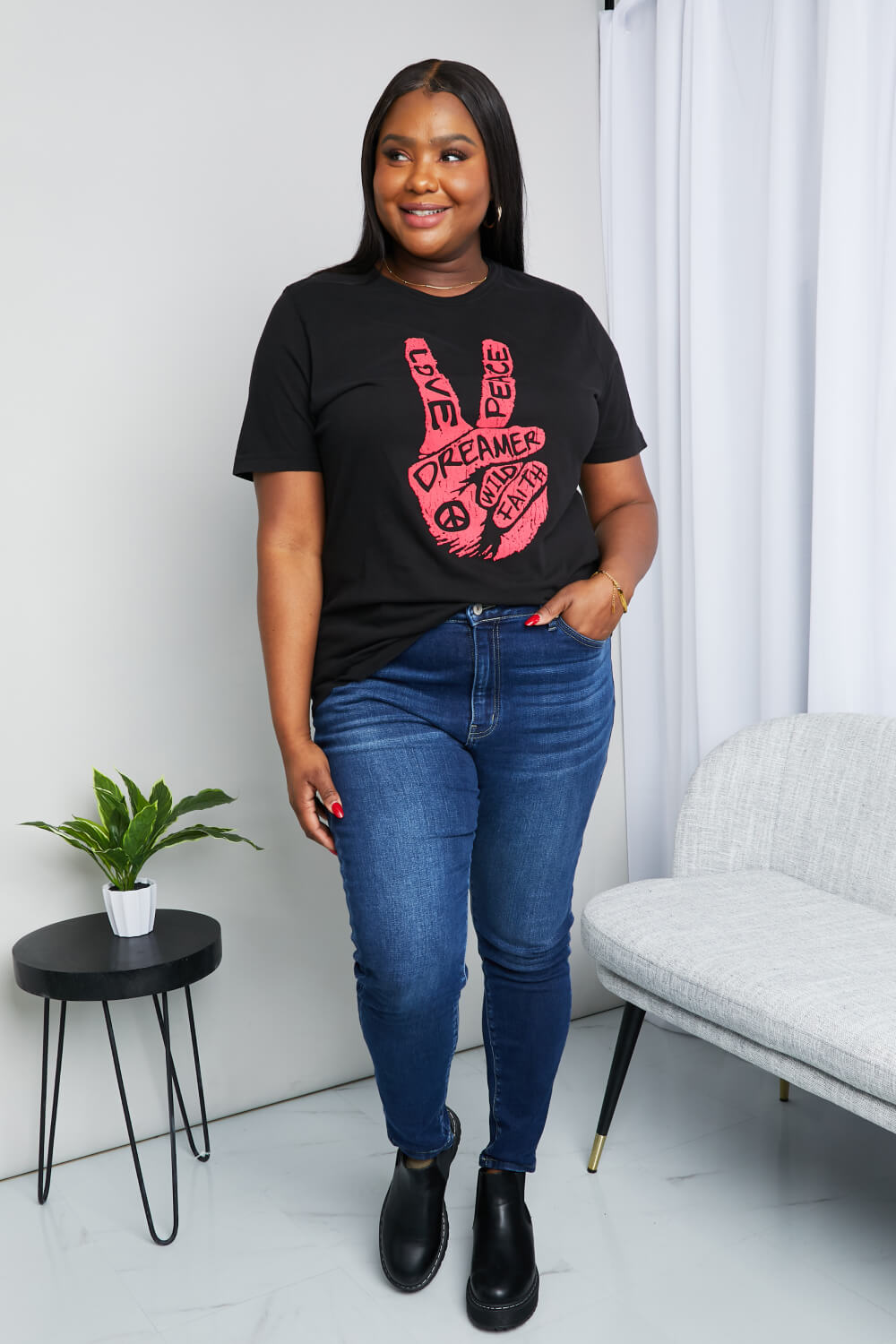 Full Size Graphic Tunic T-Shirt | Tees - CHANELIA