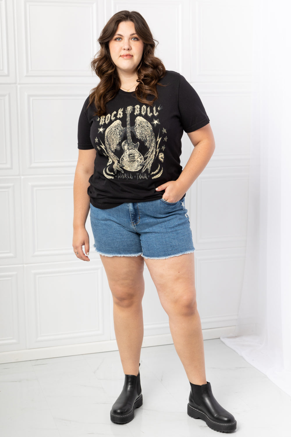 mineB Full Size Rock & Roll Graphic Tee | - CHANELIA