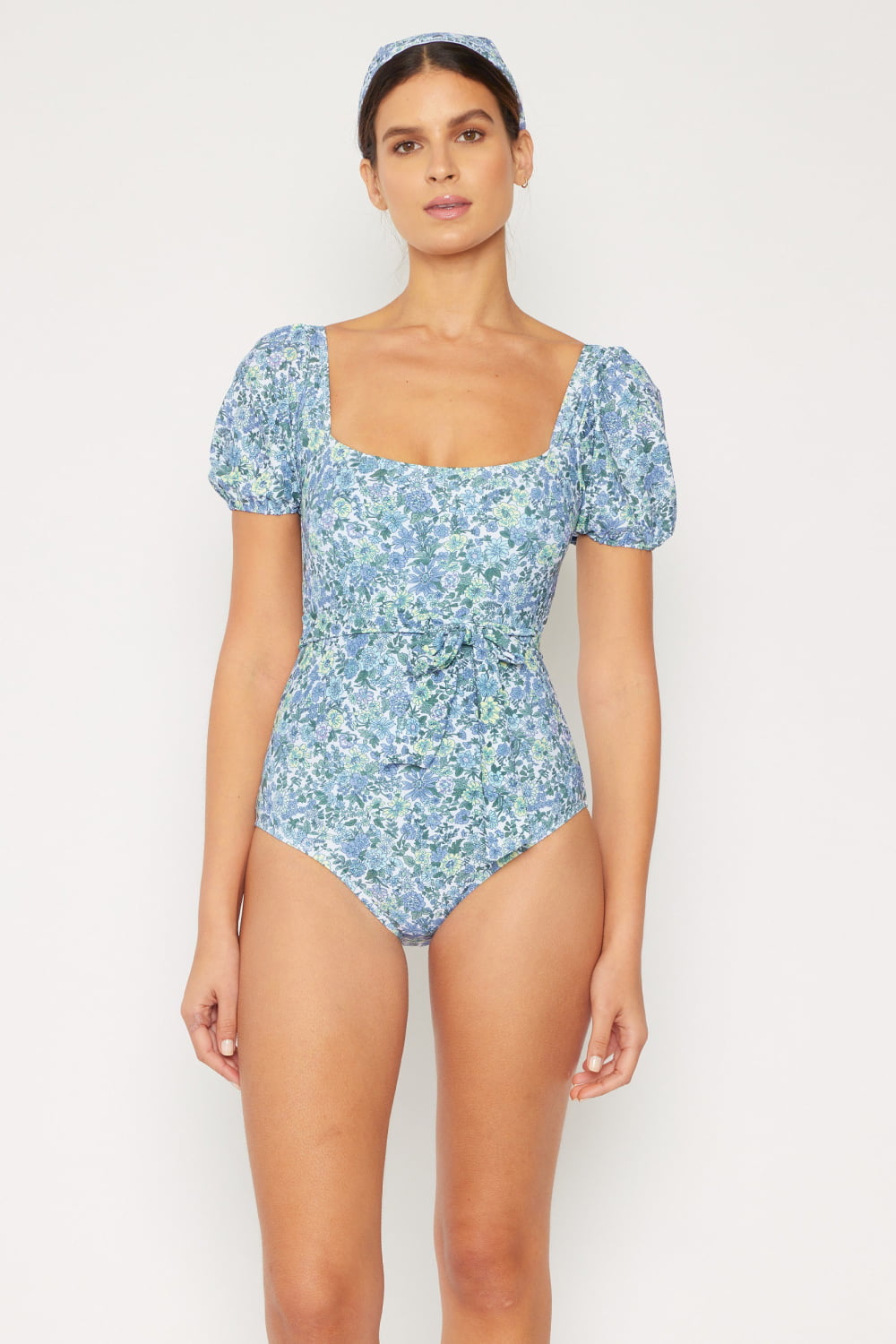 Marina West Swim Salty Air Puff Sleeve One-Piece in Blue | - CHANELIA