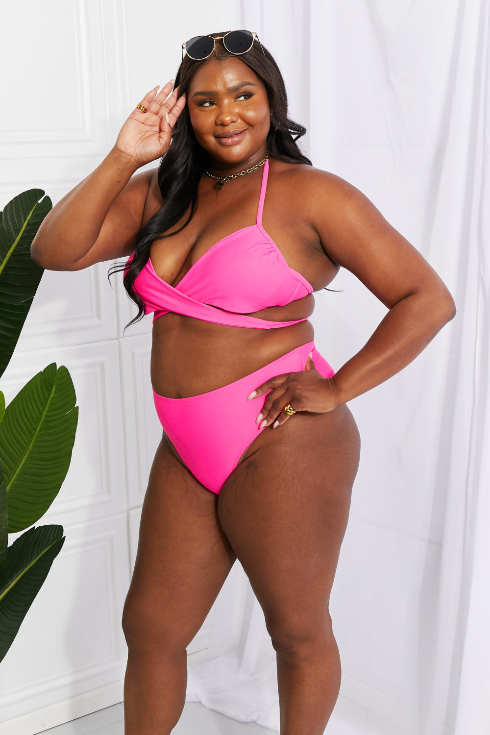 Marina West Swim Summer Splash Halter Bikini Set in Pink | - CHANELIA