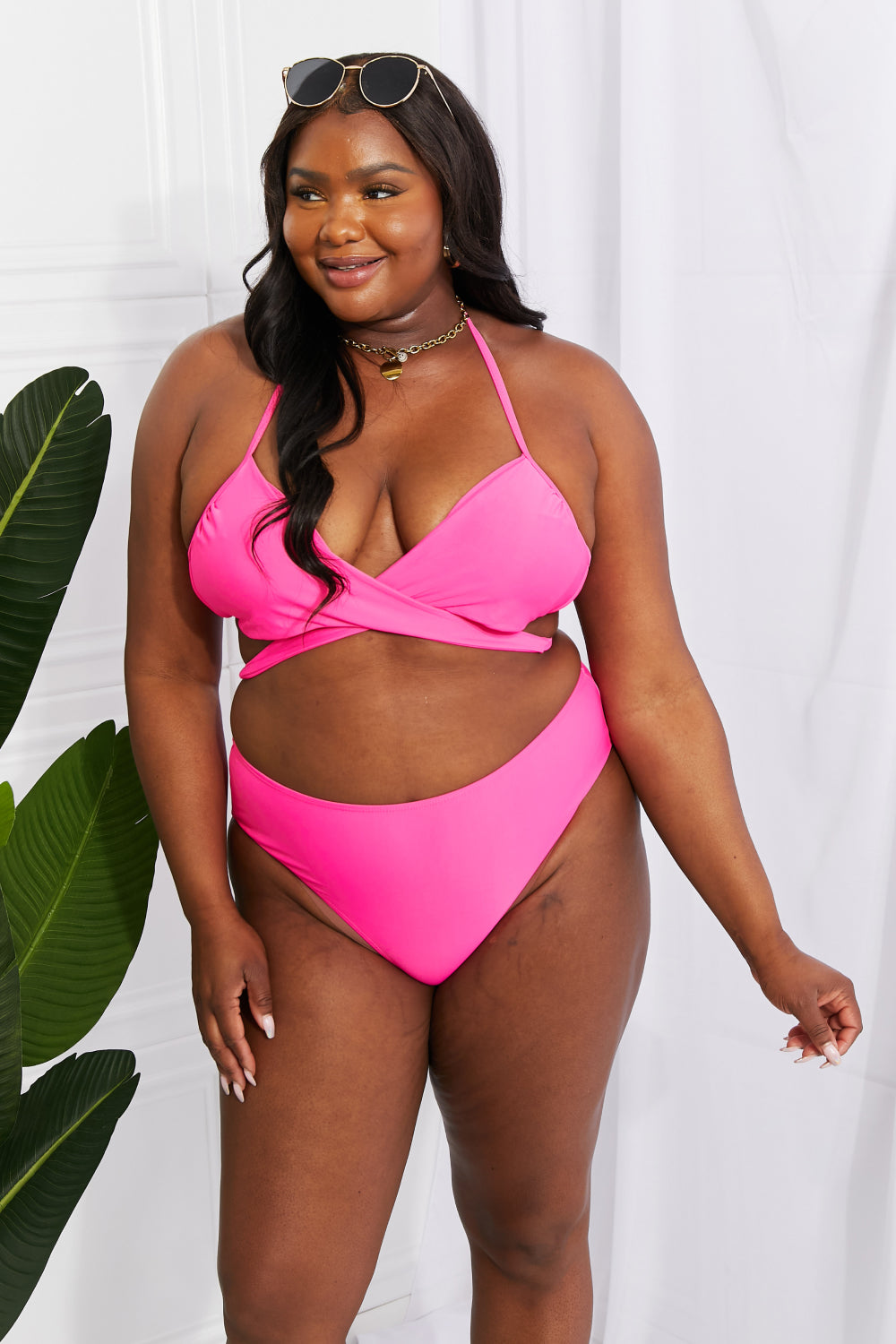 Marina West Swim Summer Splash Halter Bikini Set in Pink | - CHANELIA