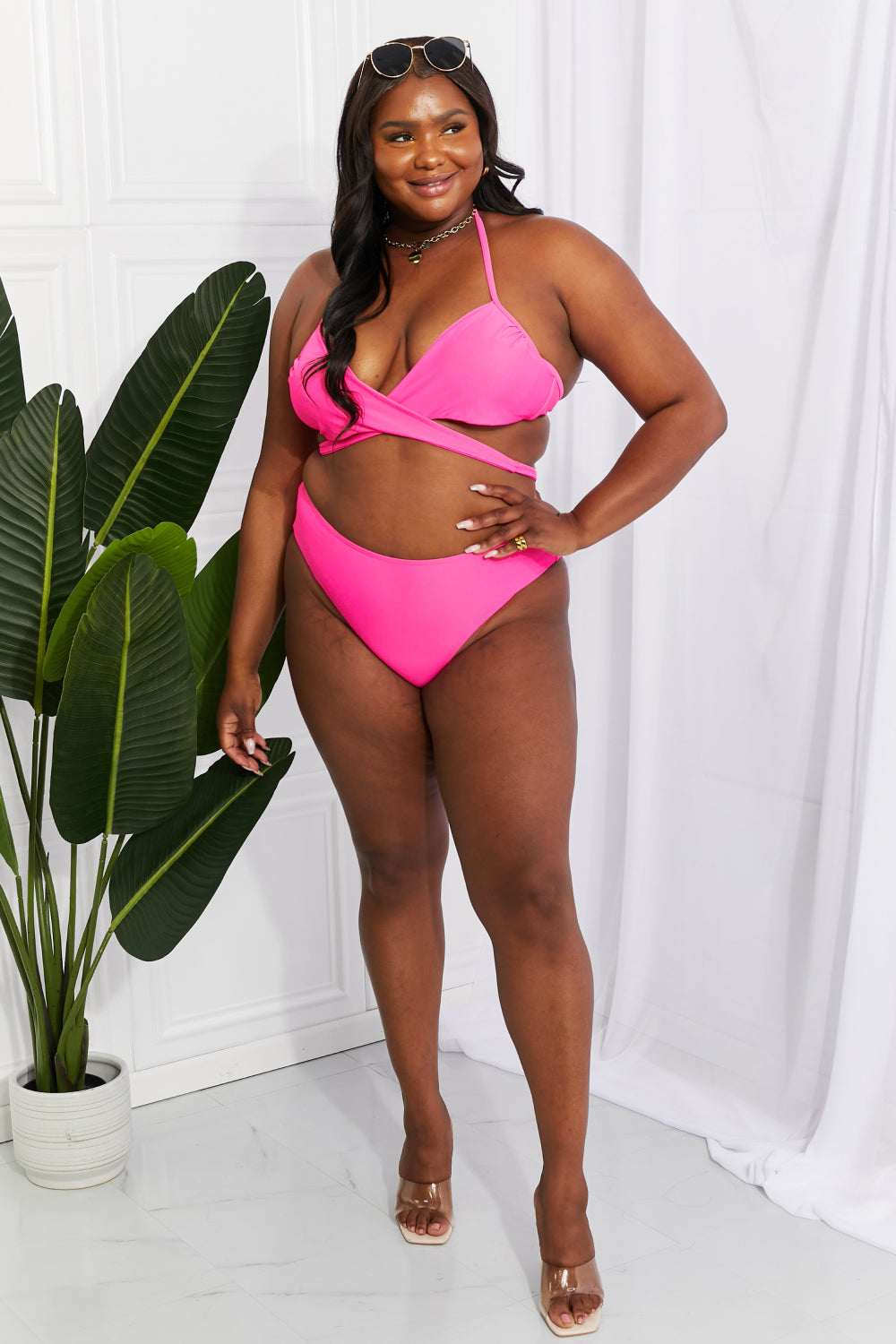 Marina West Swim Summer Splash Halter Bikini Set in Pink | - CHANELIA