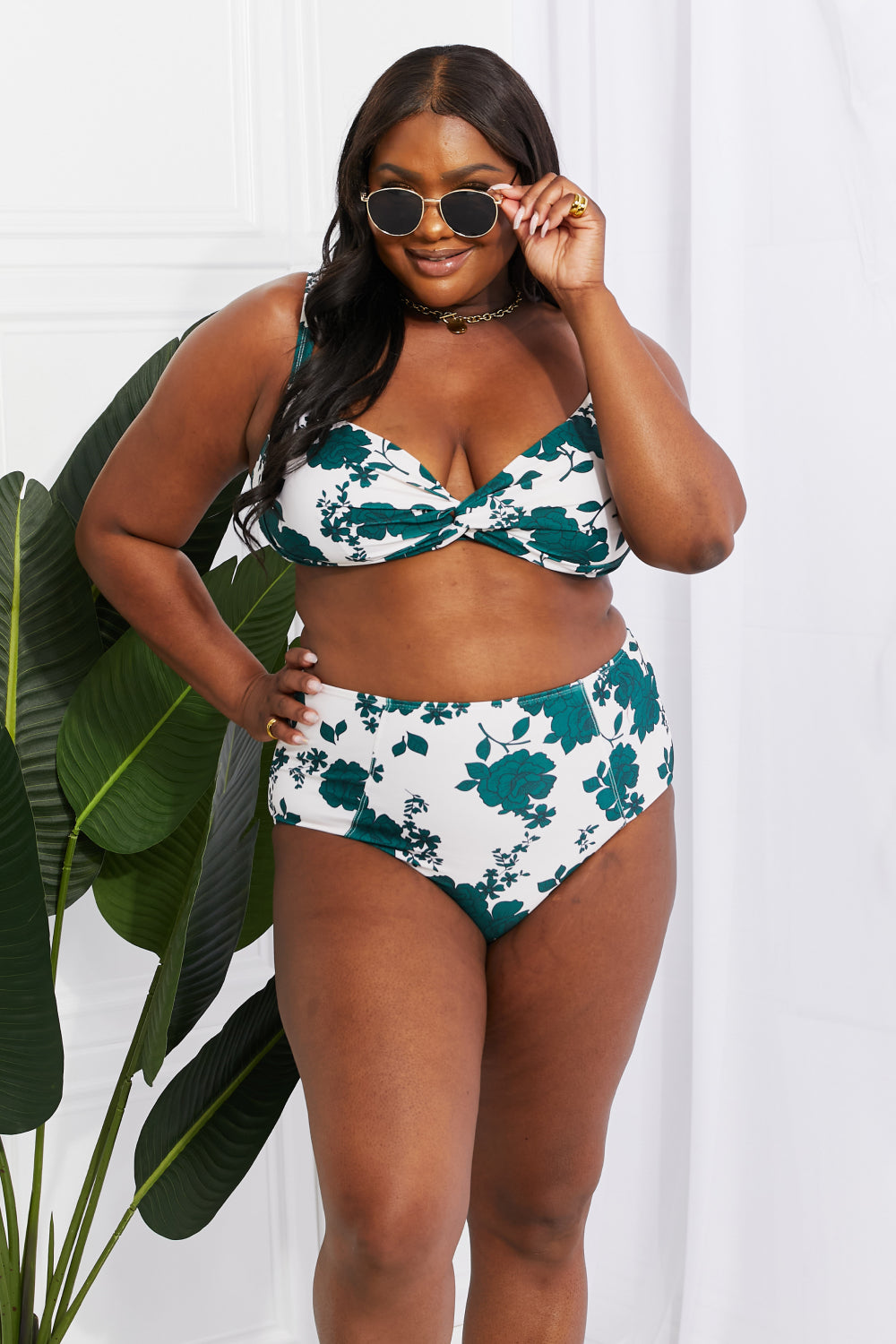 Marina West Swim Take A Dip Twist High-Rise Bikini in Forest | - CHANELIA