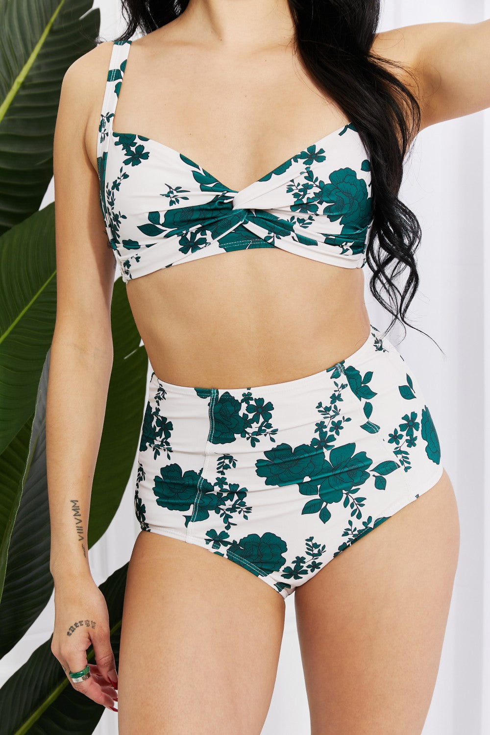 Marina West Swim Take A Dip Twist High-Rise Bikini in Forest | - CHANELIA