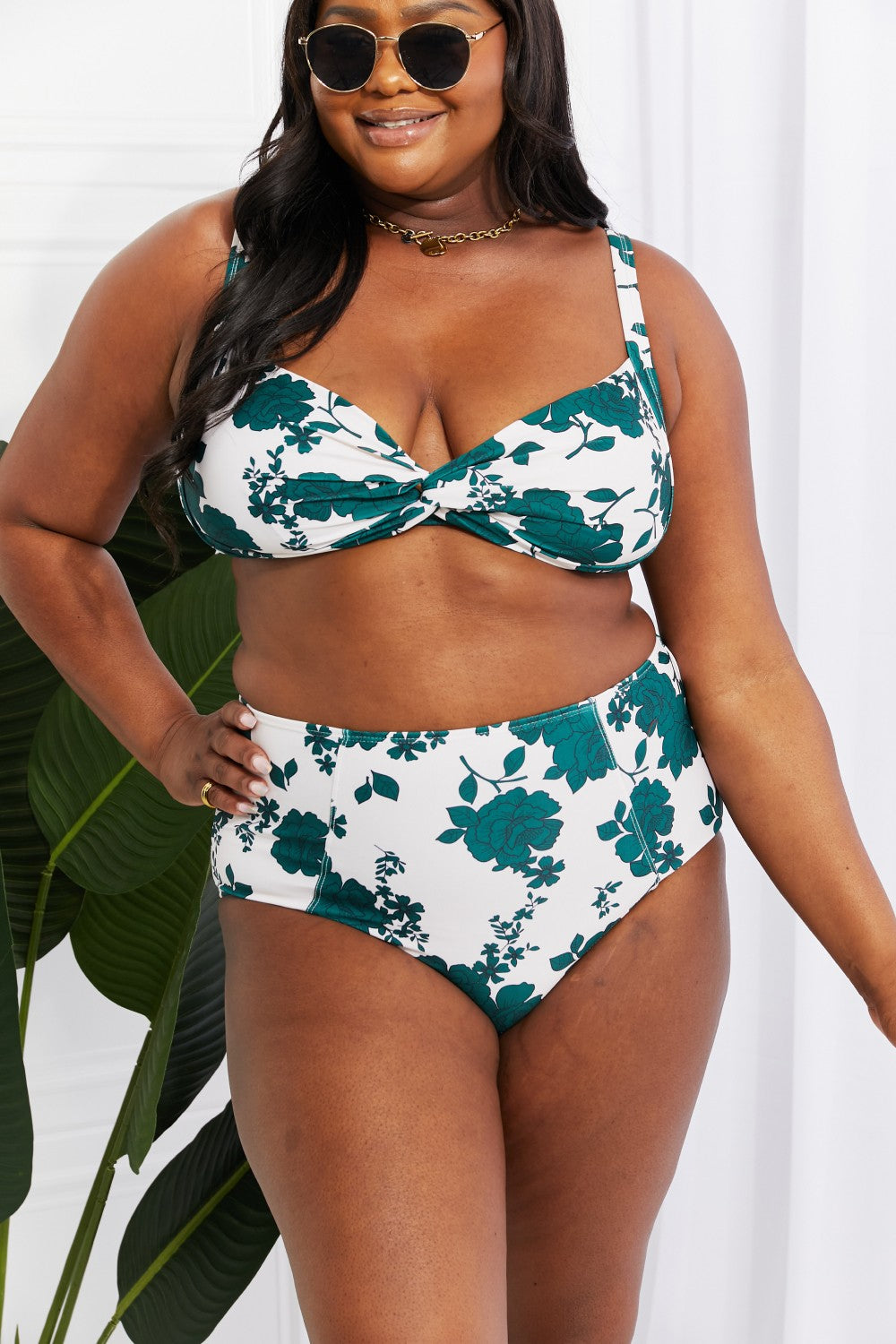 Marina West Swim Take A Dip Twist High-Rise Bikini in Forest | - CHANELIA