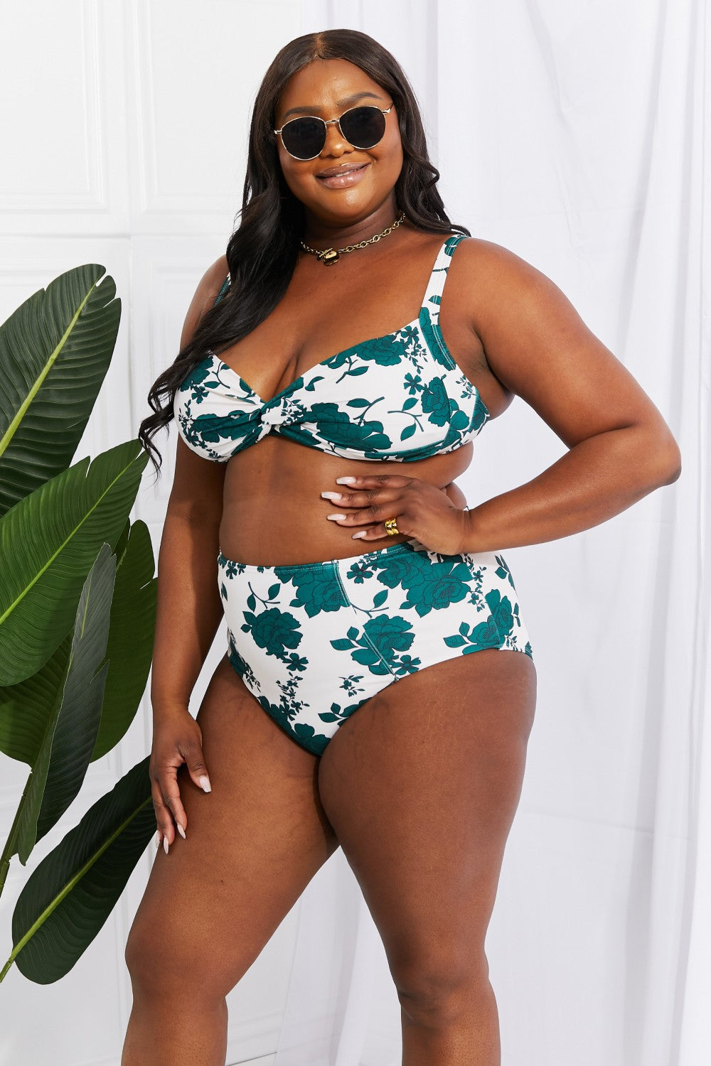 Marina West Swim Take A Dip Twist High-Rise Bikini in Forest | - CHANELIA