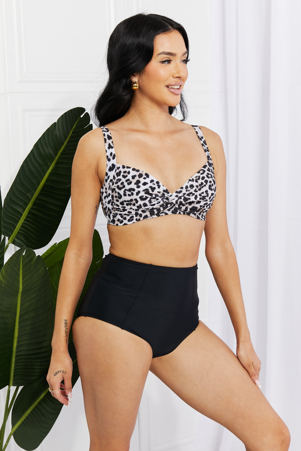 Marina West Swim Take A Dip Twist High-Rise Bikini in Leopard | - CHANELIA