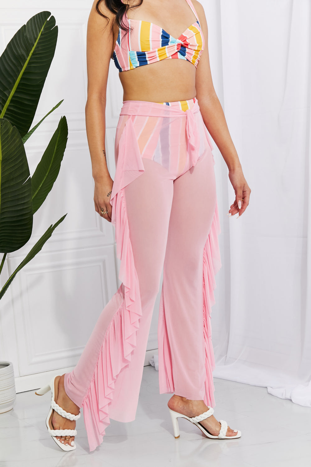 Marina West Swim Take Me To The Beach Mesh Ruffle Cover-Up Pants | - CHANELIA