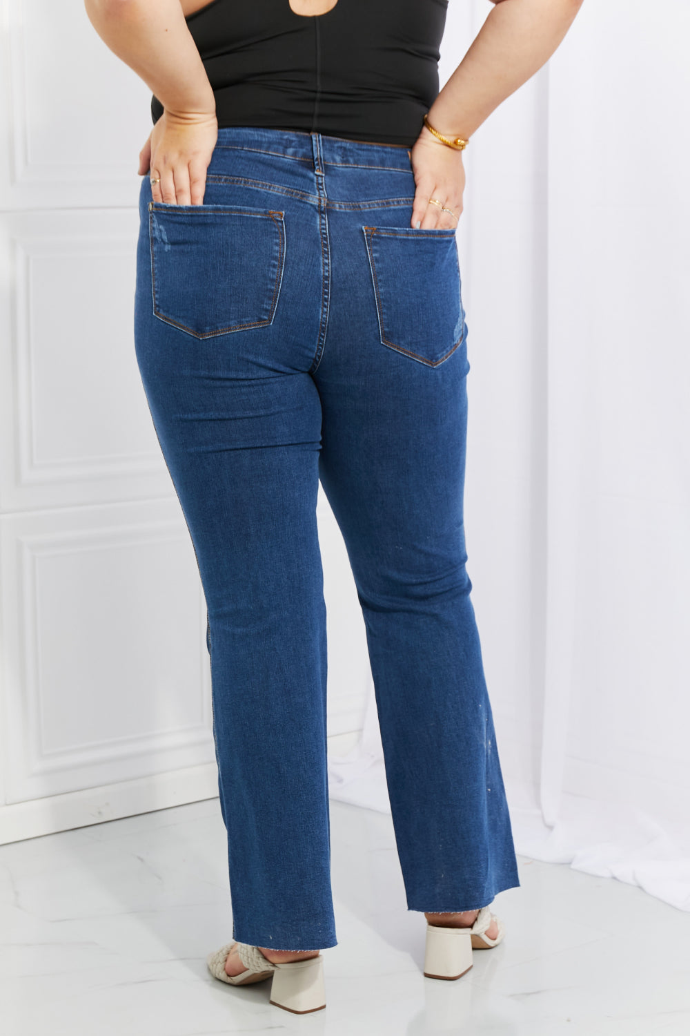 Judy Blue Ava Full Size Cool Denim Tummy Control Flare | Jeans - CHANELIA