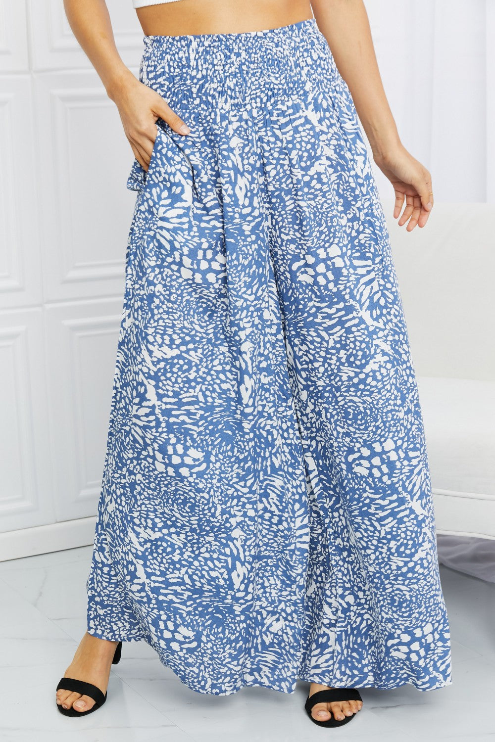 Kori America Full Size Printed Culottes with Pockets | Culottes - CHANELIA