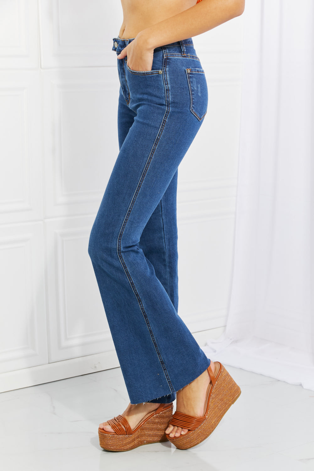Judy Blue Ava Full Size Cool Denim Tummy Control Flare | Jeans - CHANELIA