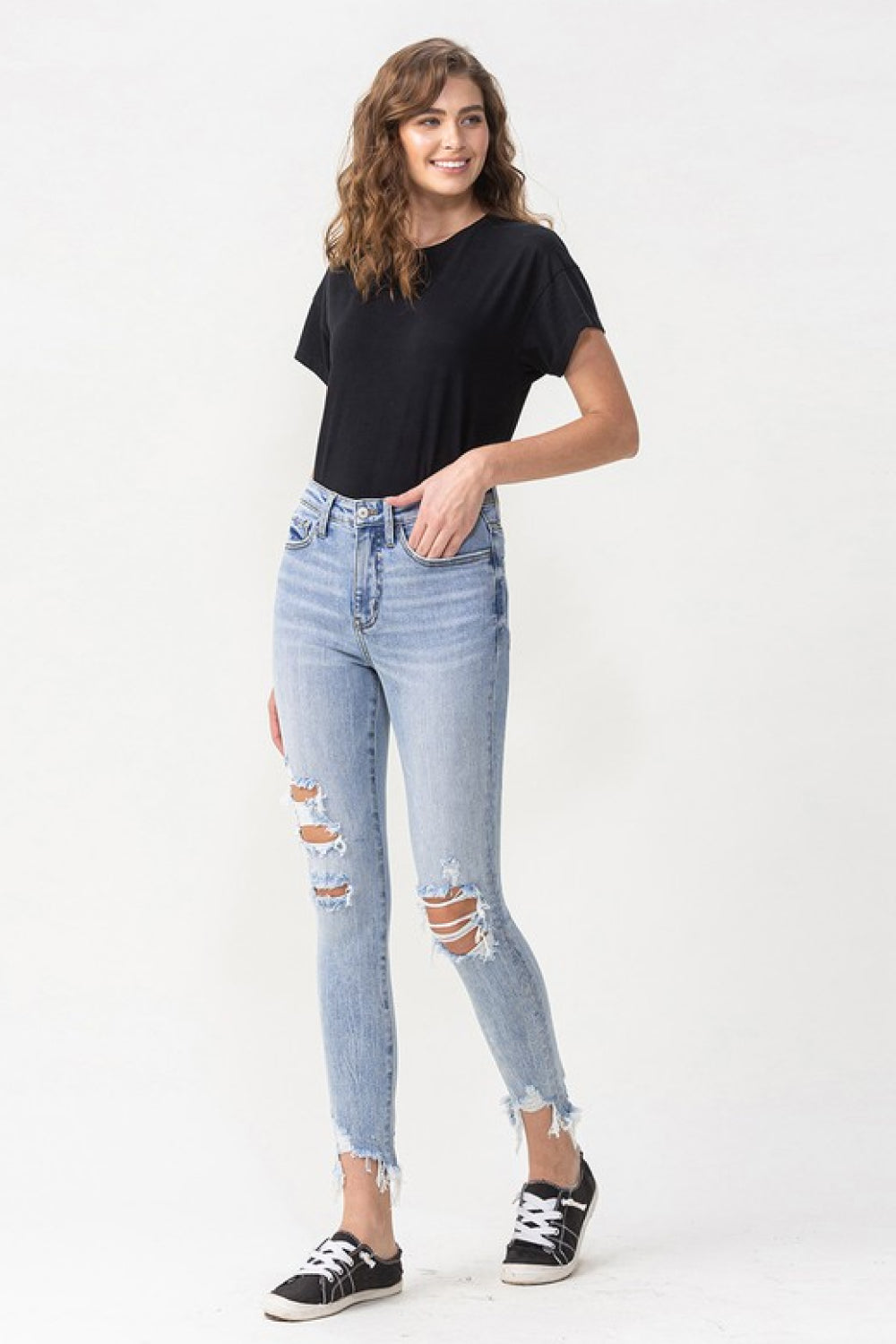 Lovervet Full Size Lauren Distressed High Rise Skinny Jeans | - CHANELIA