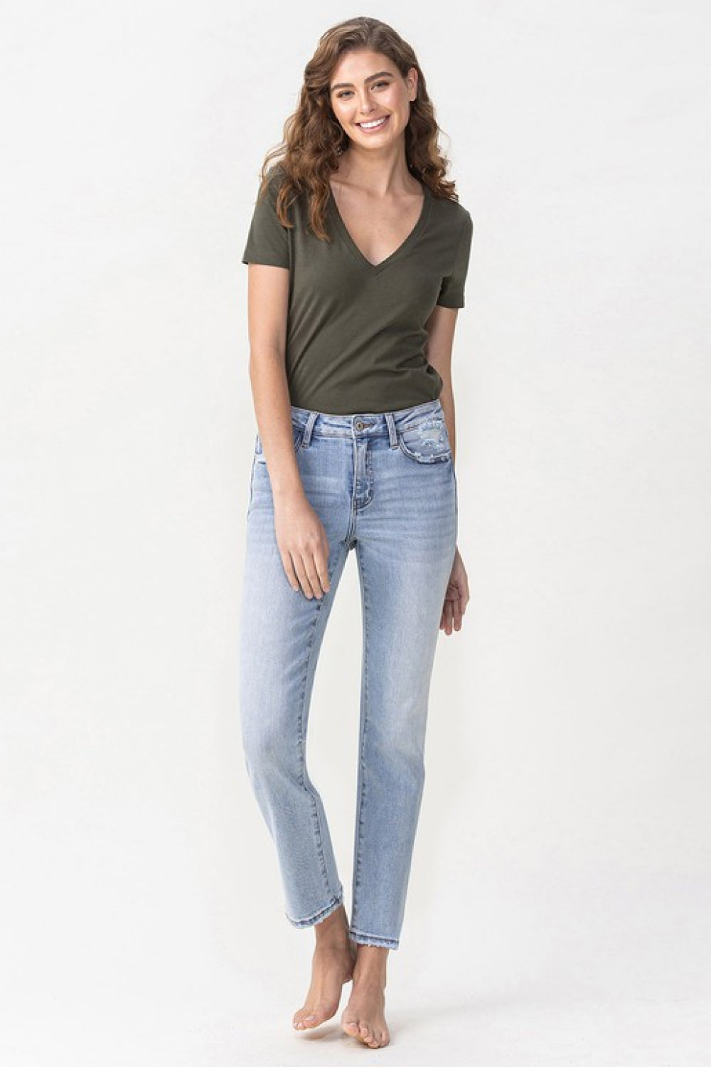 Lovervet Full Size Andrea Midrise Crop Straight Jeans | - CHANELIA