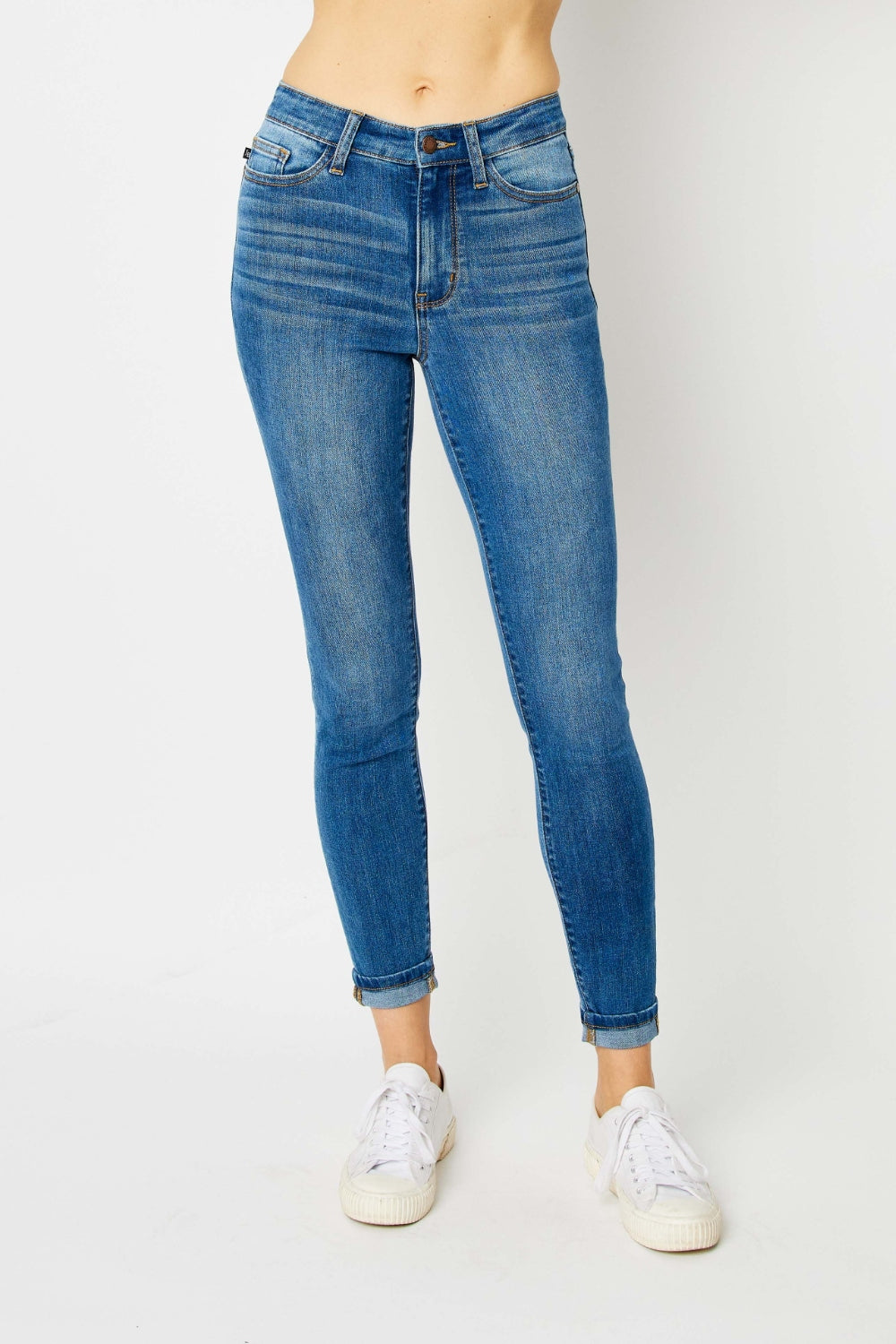 Cuffed Hem Skinny Jeans | Jeans - CHANELIA