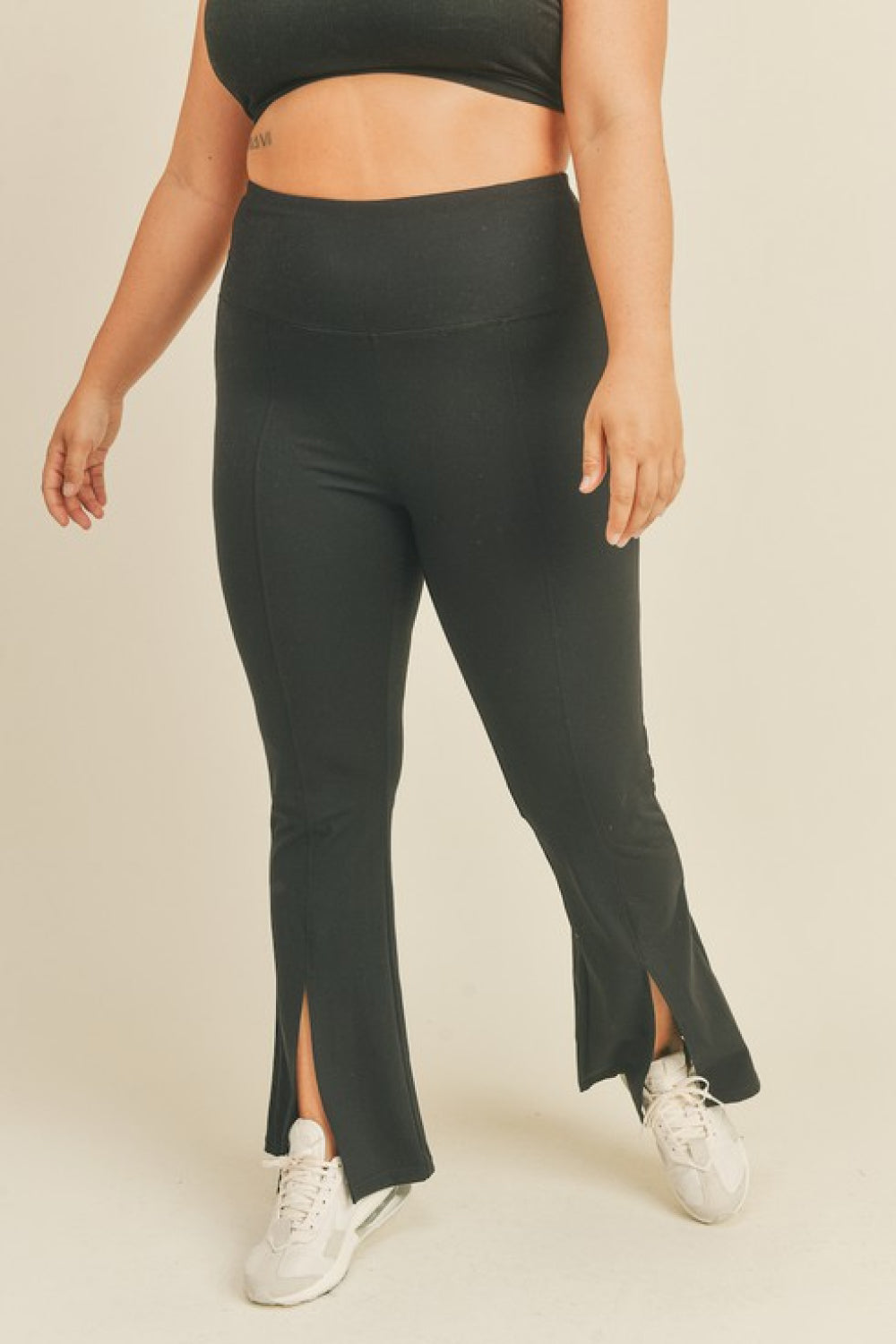 Kimberly C Full Size Slit Flare Leg Pants in Black | - CHANELIA