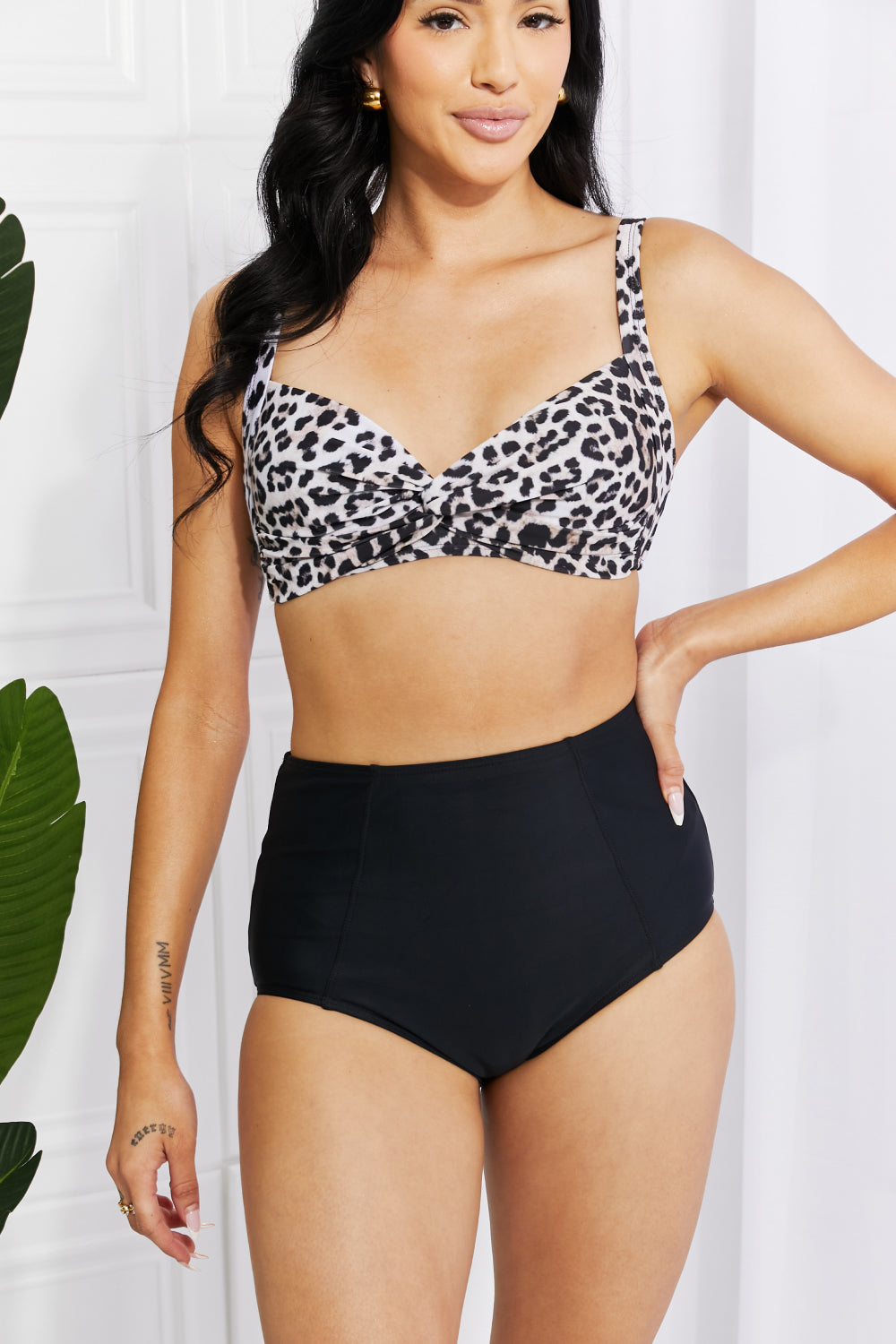 Marina West Swim Take A Dip Twist High-Rise Bikini in Leopard | - CHANELIA