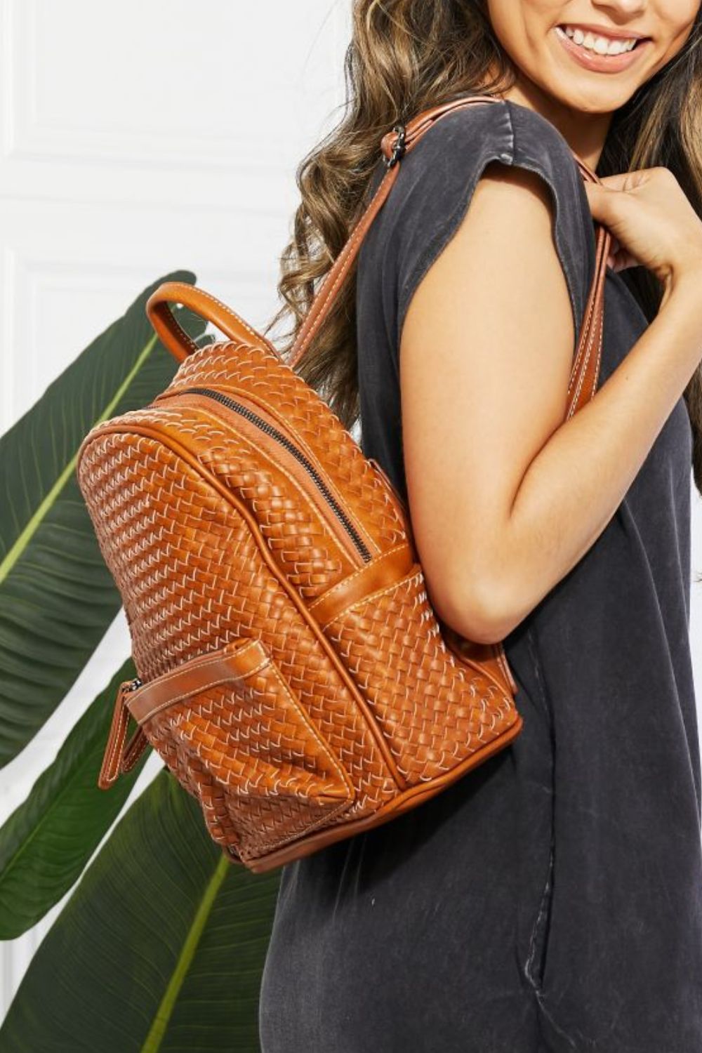 SHOMICO Certainly Chic Faux Leather Woven Backpack | - CHANELIA