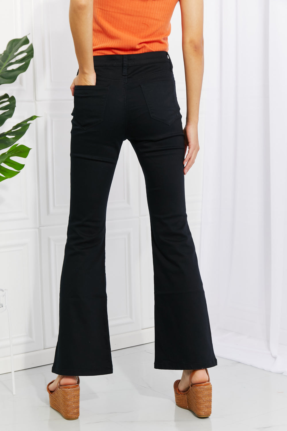 Zenana Clementine Full Size High-Rise Bootcut Pants in Black | Pants - CHANELIA