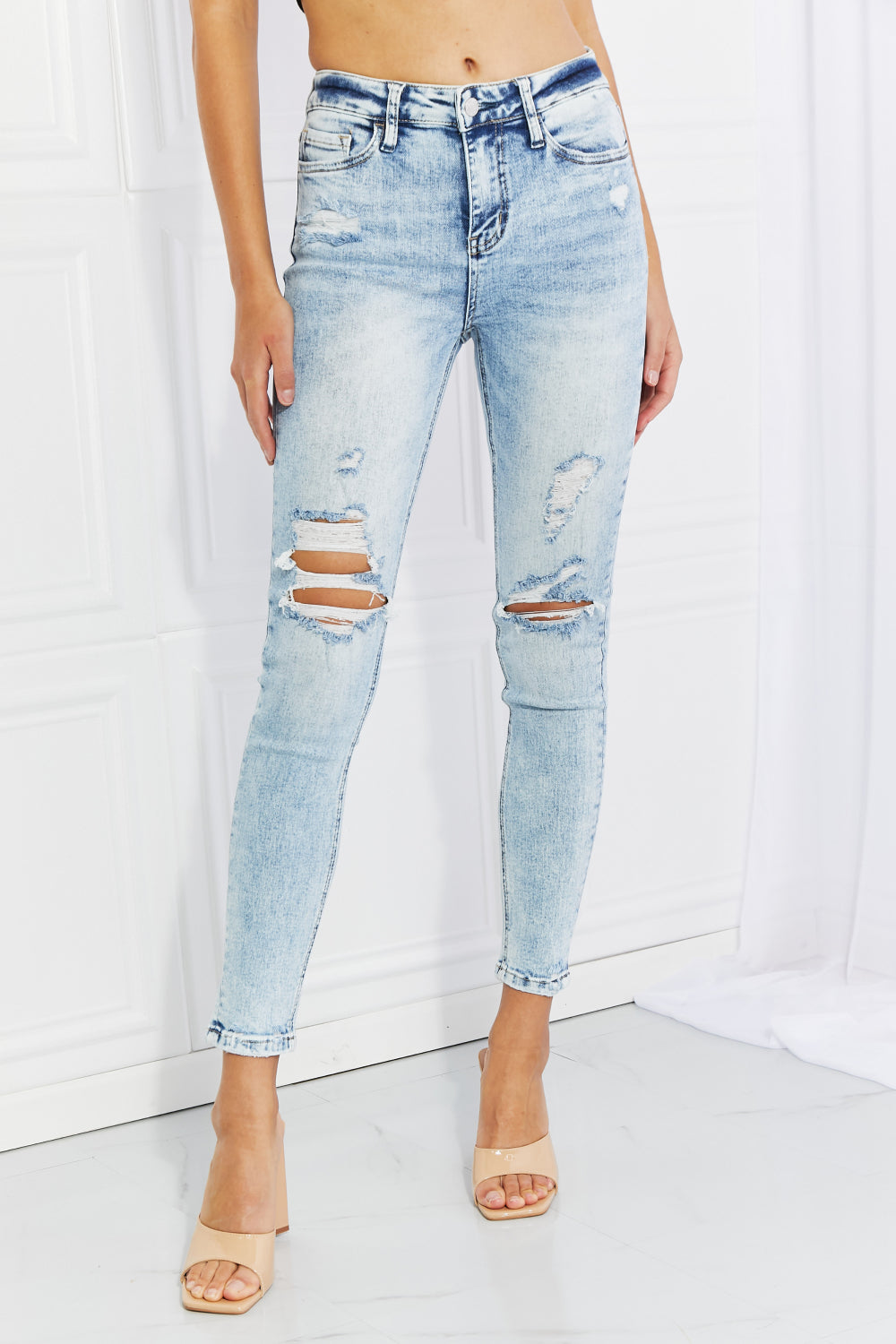 VERVET On The Road Full Size Distressed Jeans | - CHANELIA