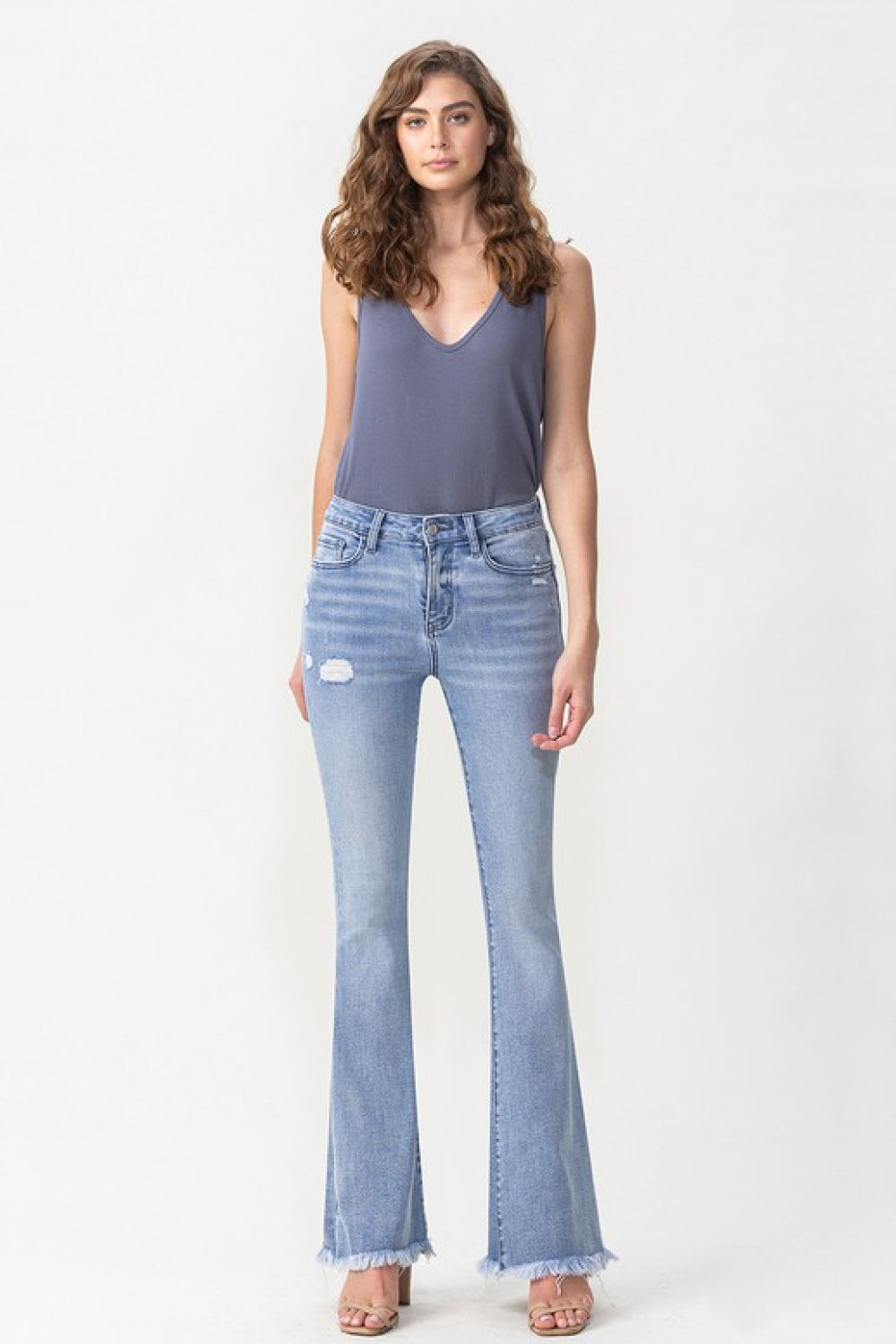 Lovervet Full Size Evie High Rise Fray Flare Jeans | - CHANELIA