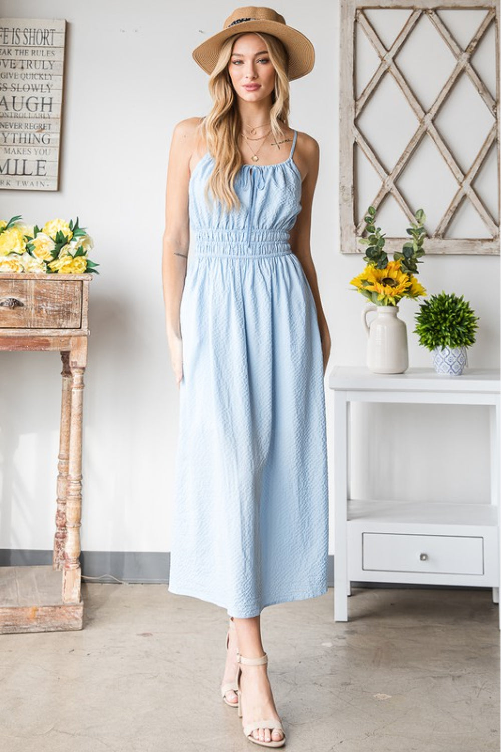 HEYSON French Riviera Textured Woven Sleeveless Dress | - CHANELIA