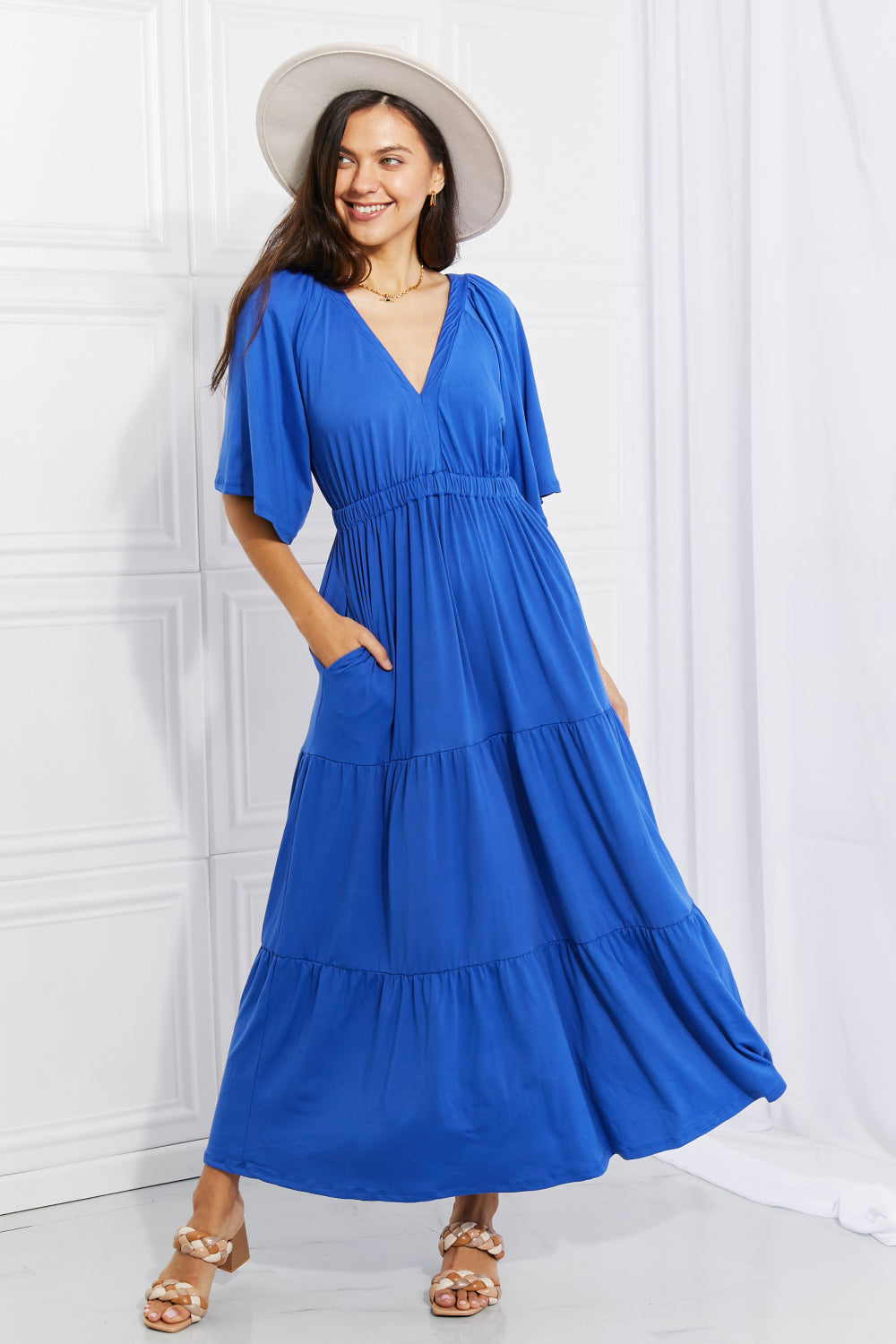 Culture Code Full Size My Muse Flare Sleeve Tiered Maxi Dress | - CHANELIA